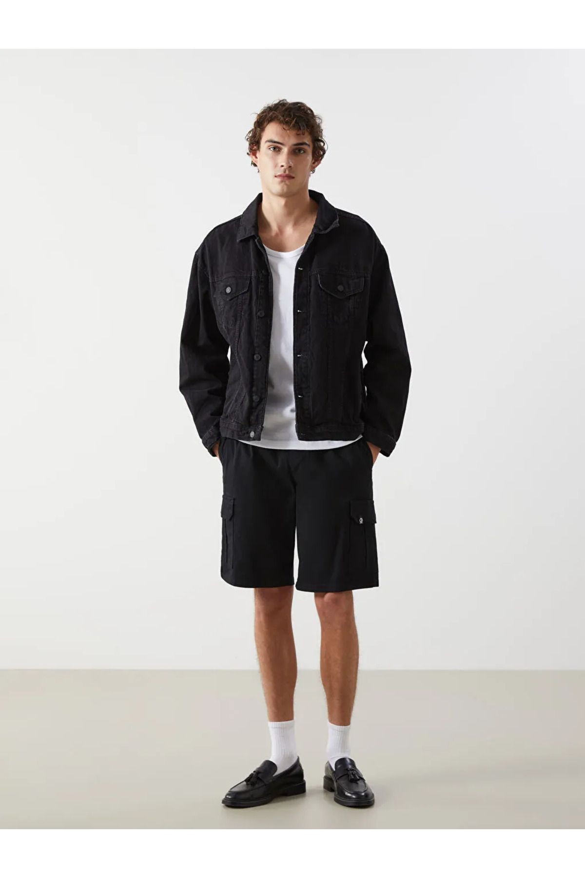 LC Waikiki XSIDE Siyah Standart Kalıp Gabardin Erkek Kargo Şort