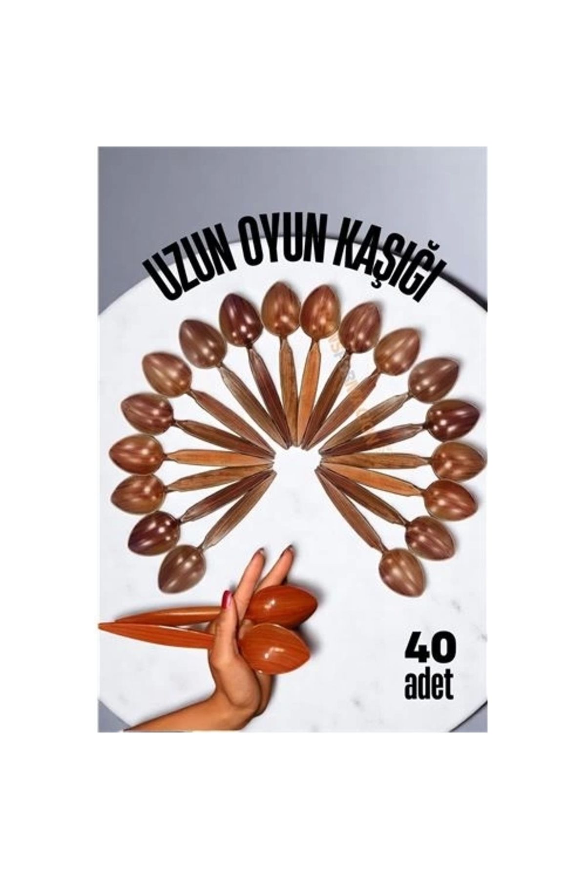 İnnMerry ModaCar Uzun Oyun Kaşığı Halk Oyunu Kaşığı - Kına Kaşığı Uzun Saplı Zeybek Oyun Kaşığı 40 ADET