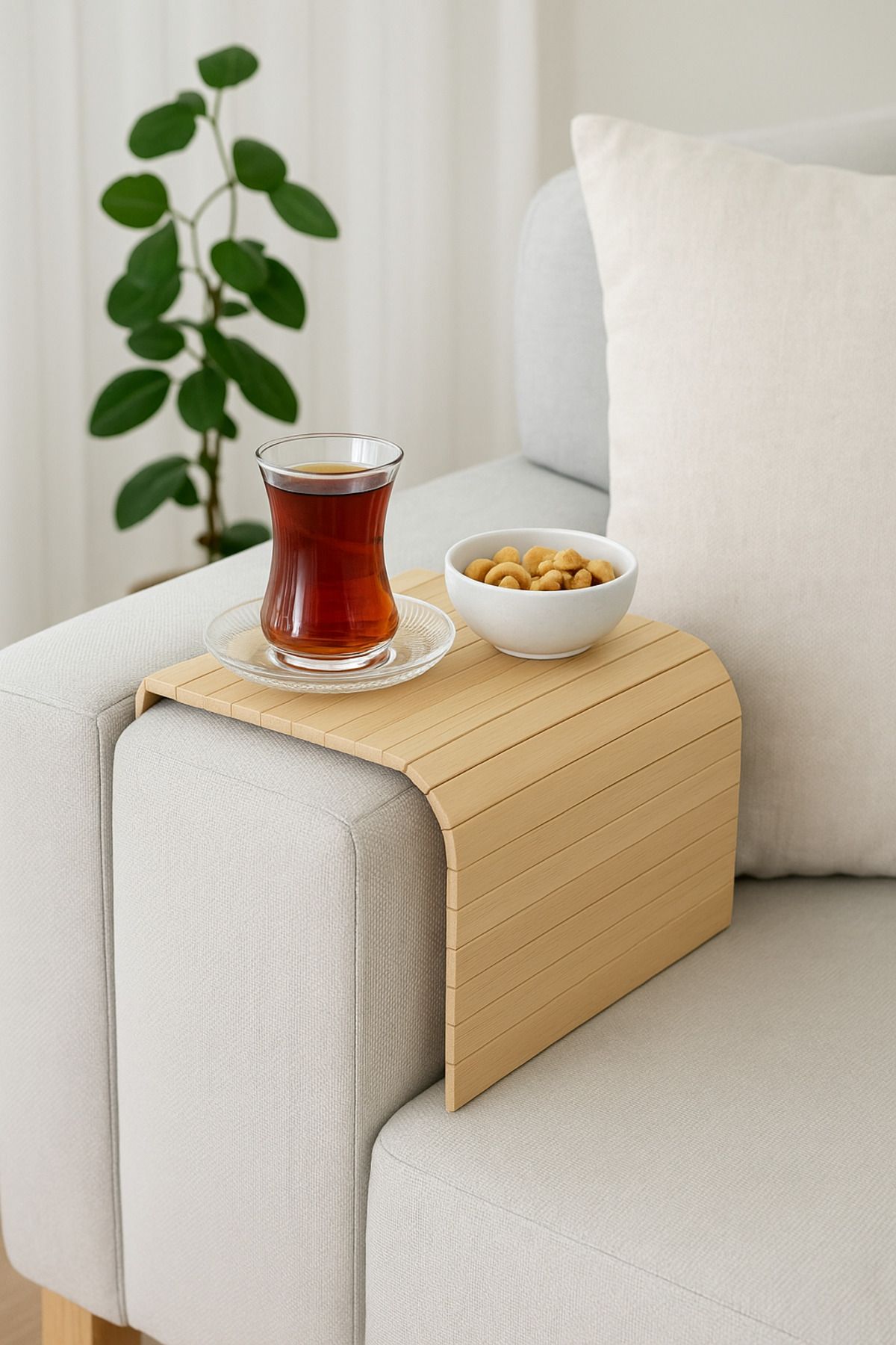 BLUE SİDE İskandinav Stil Bambu Stil Dekoratif Kompakt Koltuk Yanı Düzenleyici