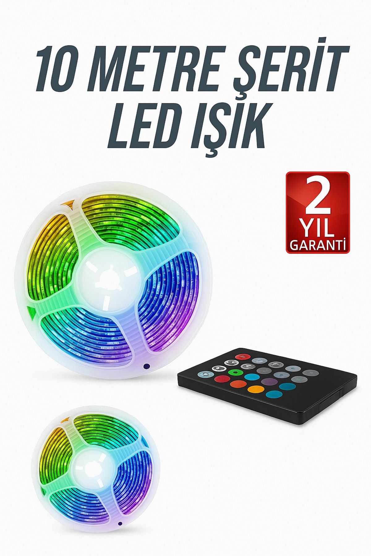 Aragetirsin 10 Metre RGB Renkli Şerit LED Işık – Kumandalı, USB Güç Girişli– Ambiyans Dekor Aydınlatma