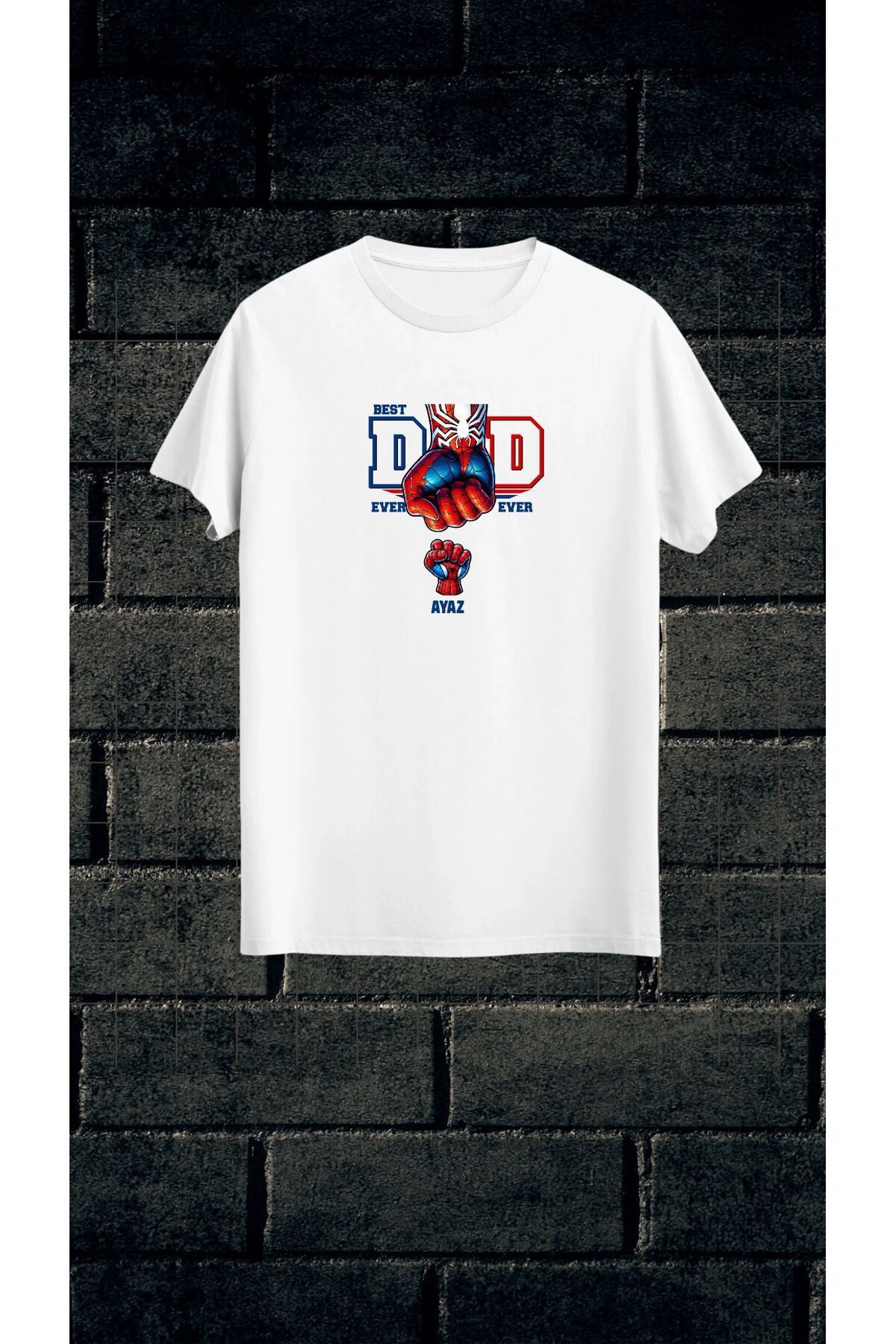 Qool Collection "Best Dad Ever – Spider Hero Baba Tişörtü (Kişiye Özel İsimli)"