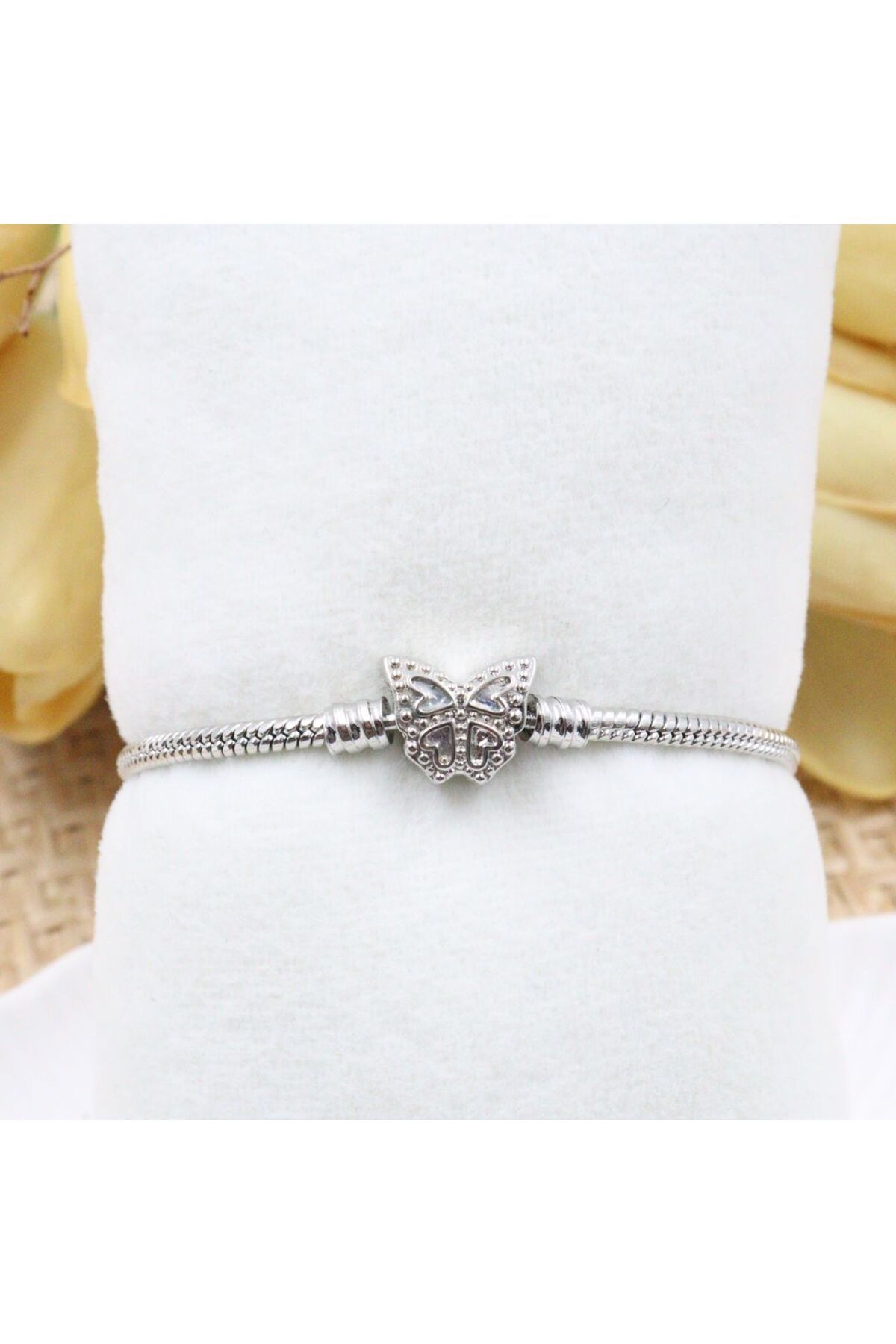 mercanjewelry Silver Zirkon Taşlı Kelebek Model Charm Bileklik