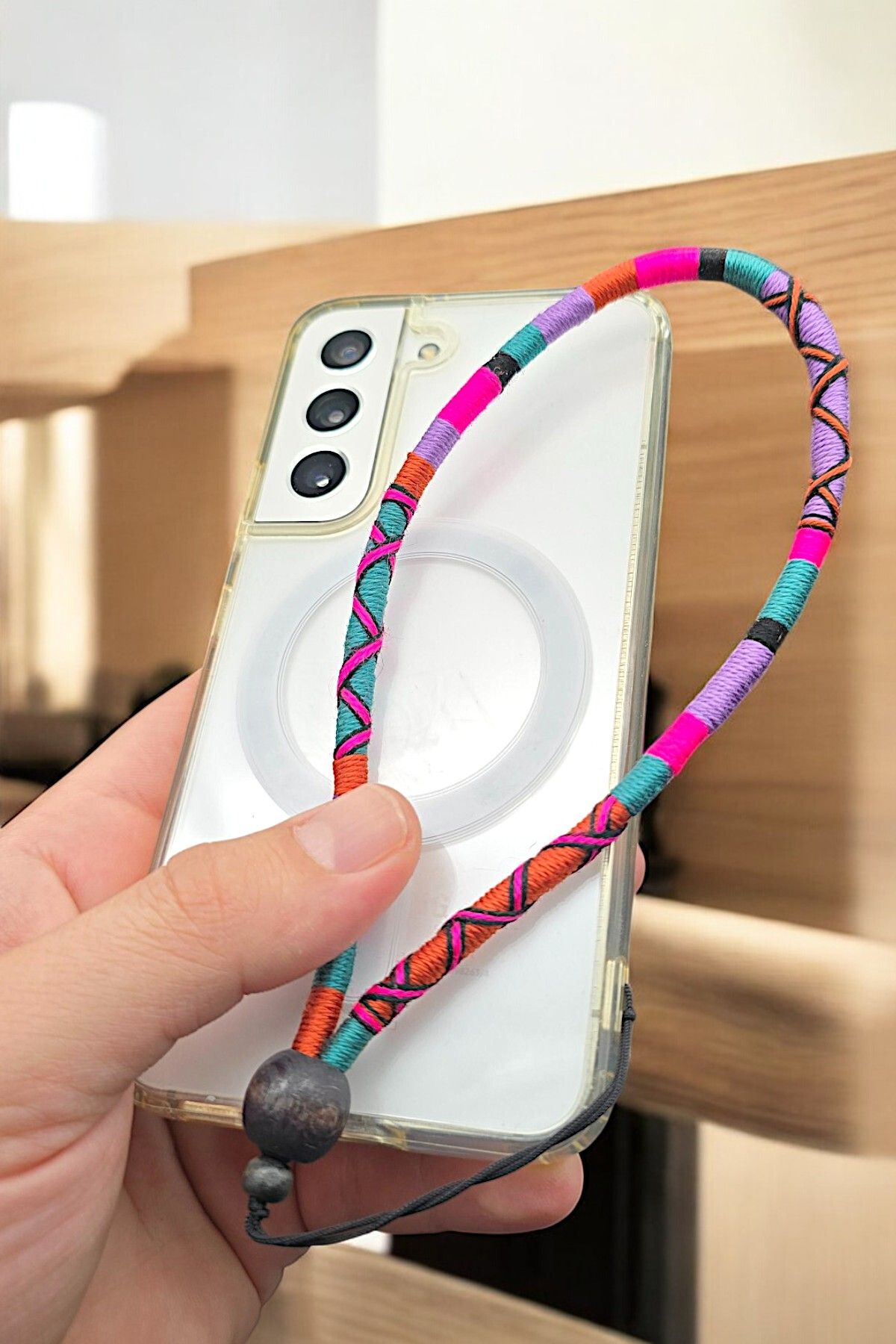 NBS Beautiful Naturel Stones Telefon İpi El Yapımı Örgü Renkli Kaliteli Charm Benzersiz Bohem Hediyelik Günlük Kombin