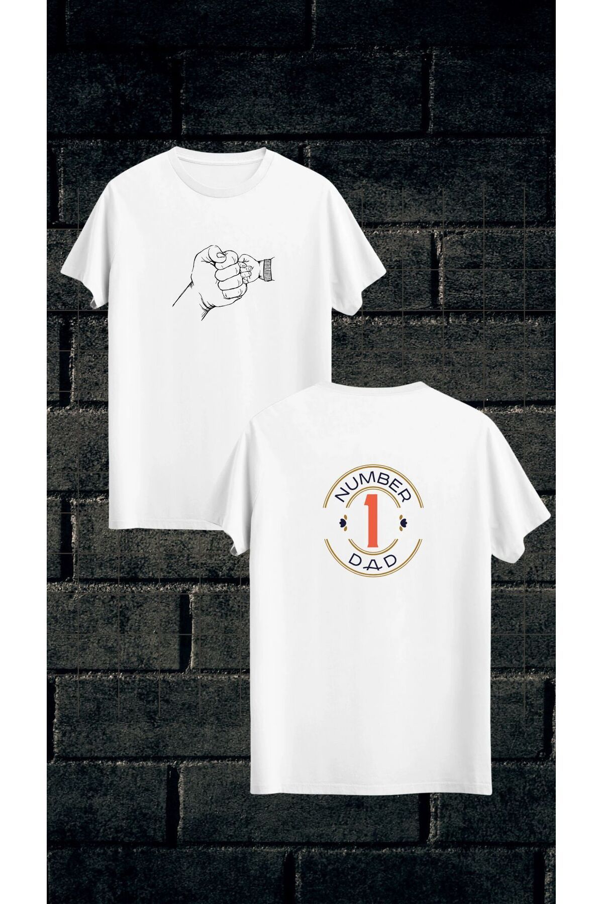 Qool Collection "Number One Dad – Yumruk Temalı Özel Baba Tişörtü"