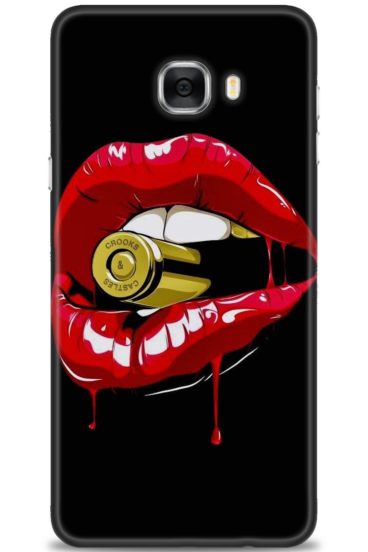 CooperTech Samsung Galaxy C7 İle Uyumlu HD Baskılı Desenli Silikon Kılıf - 793