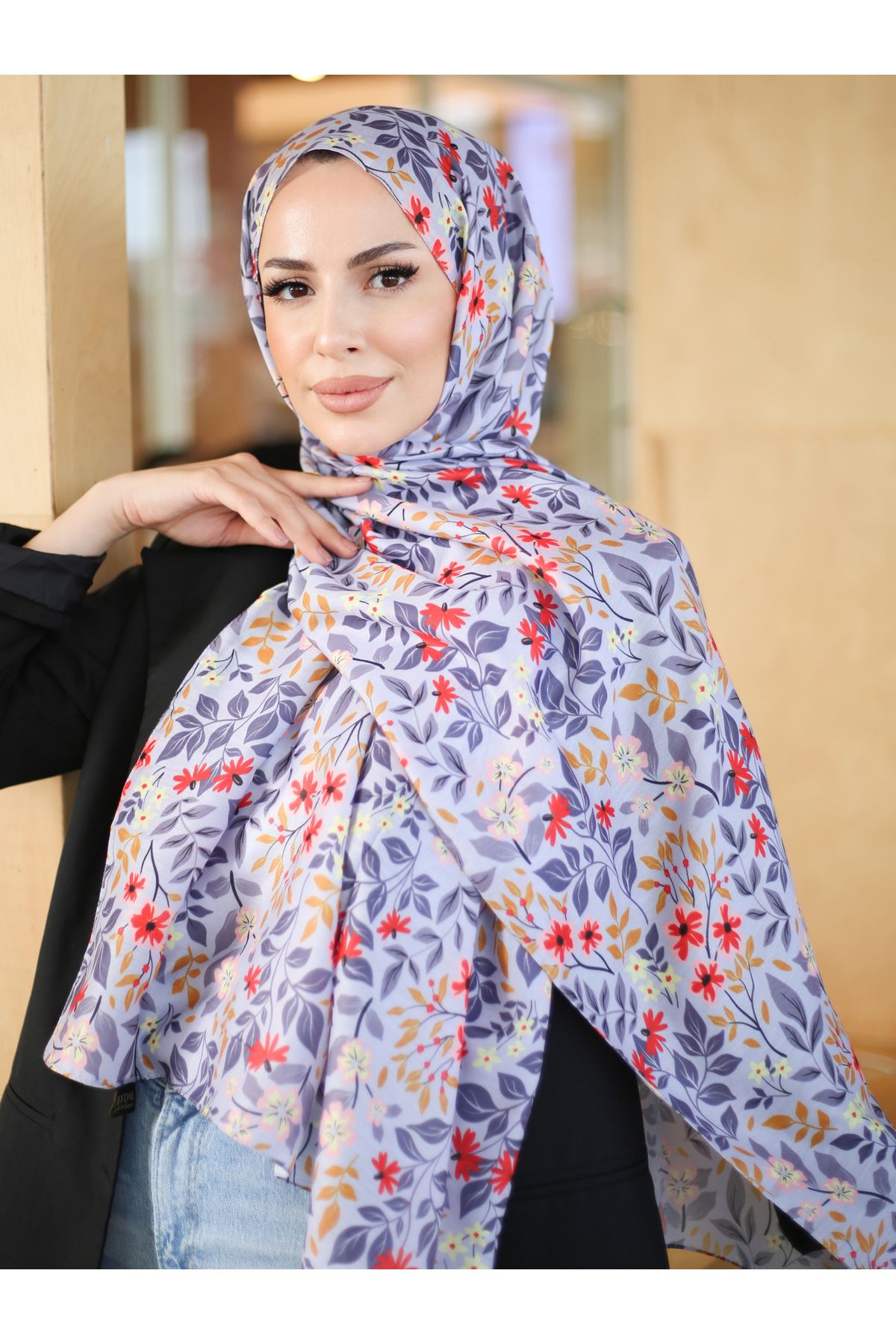 efdal şal eşarp-Summer Pattern Imported Cotton Shawl 4