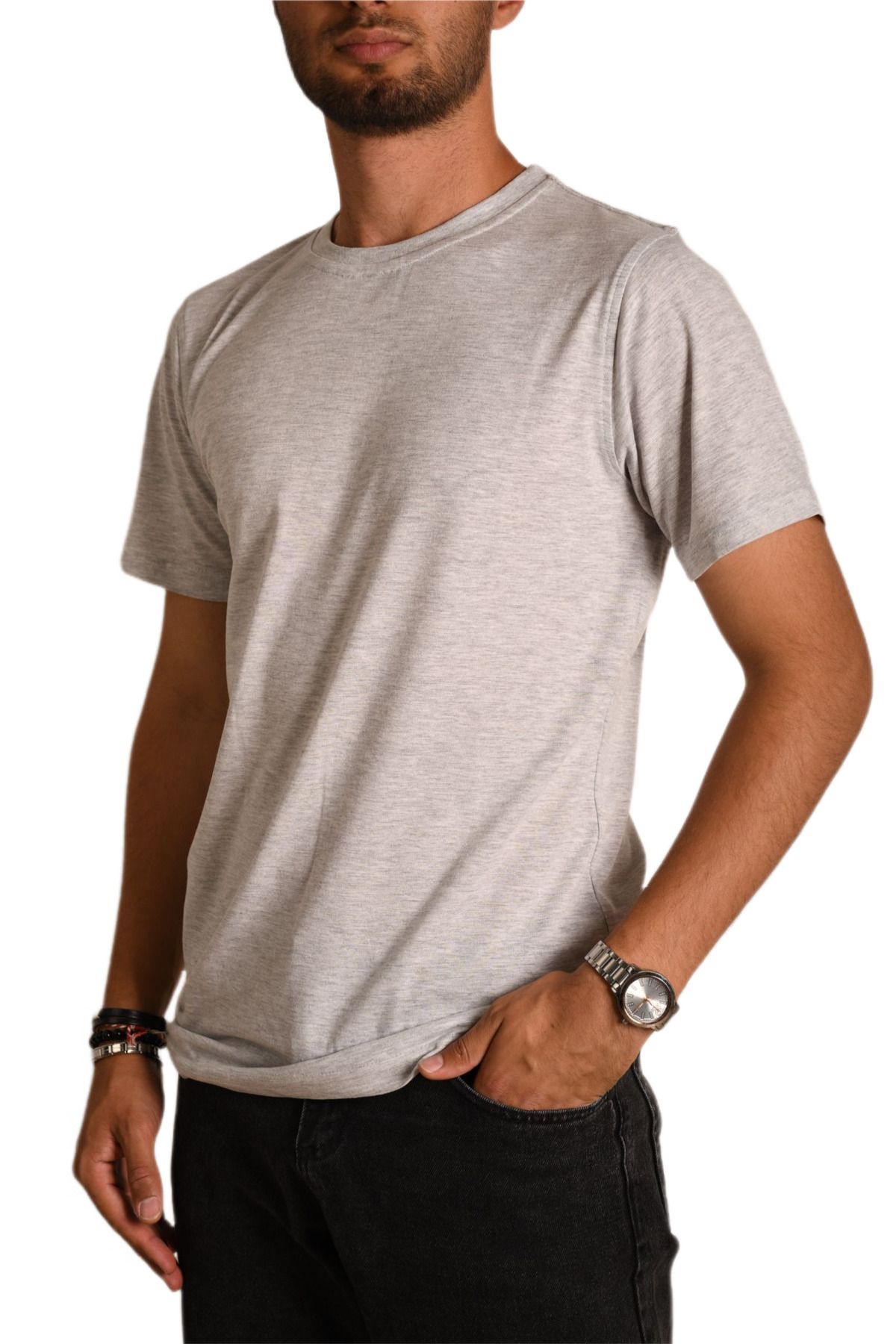 Butik Erkek Sıfır Yaka Regular Fit Kısa Kol Tişört BGL-ST04713