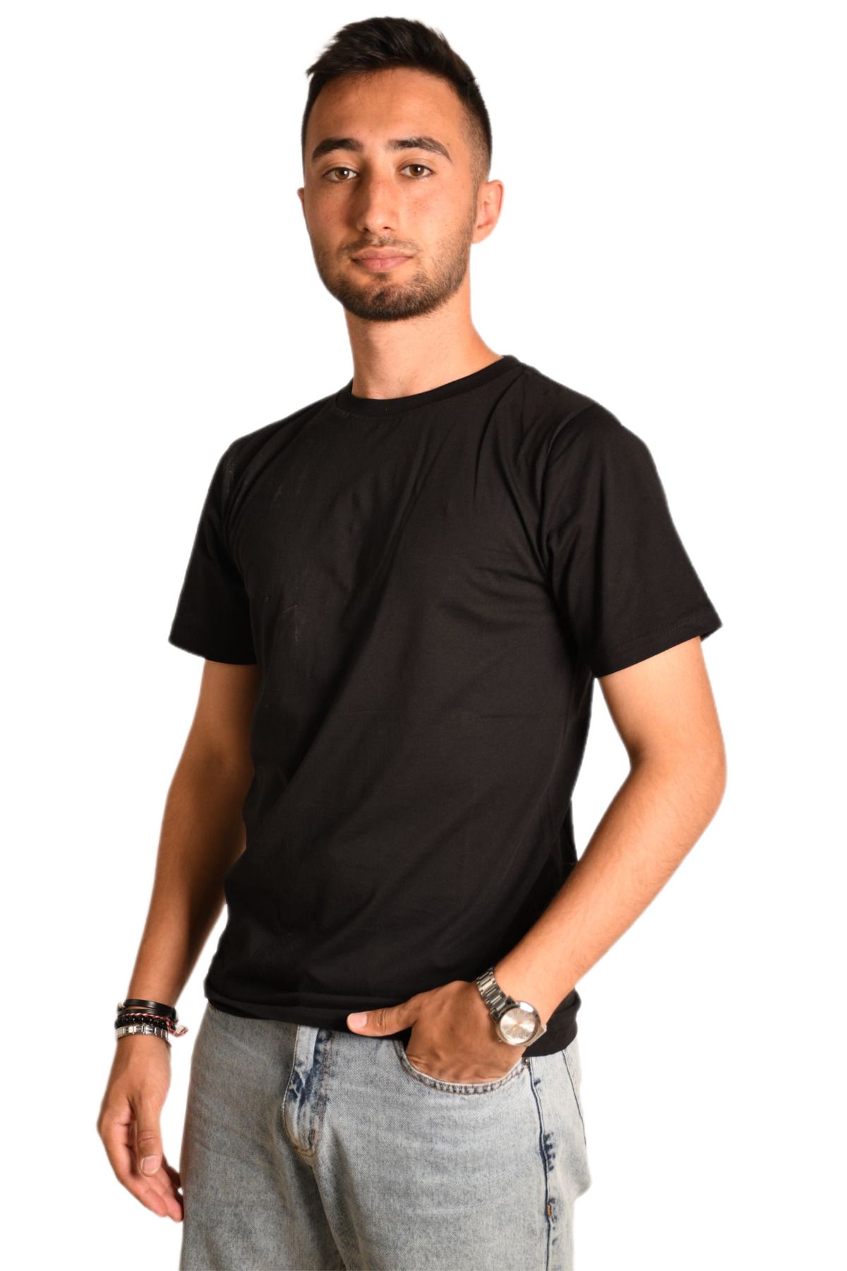 Butik Erkek Sıfır Yaka Regular Fit Kısa Kol Tişört BGL-ST04713