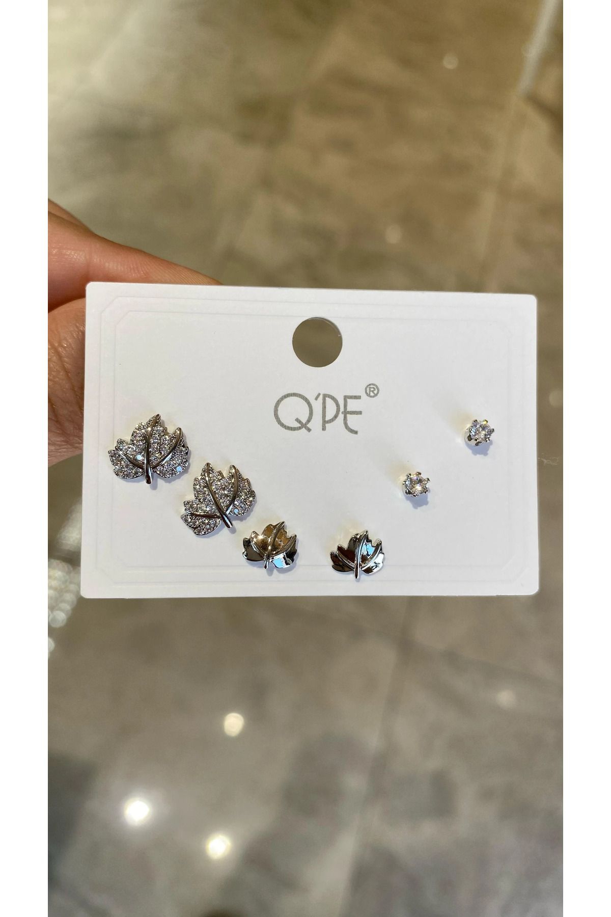 Yares Accessories Çoklu küpe gümüş yaprak