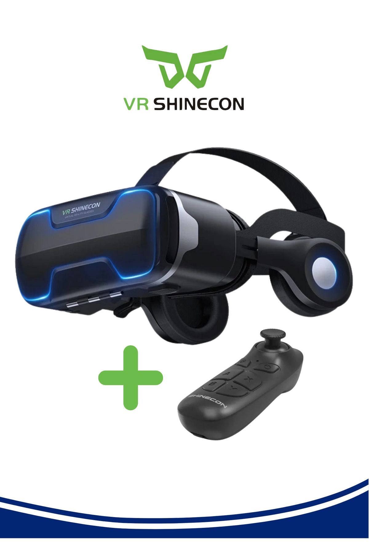 VR Shinecon G02ed 3d Kulaklıklı Sanal Gerçeklik Gözlüğü 4.7-6.6 Inç & Sh-b03 Bluetooth Uzaktan Kumanda Seti