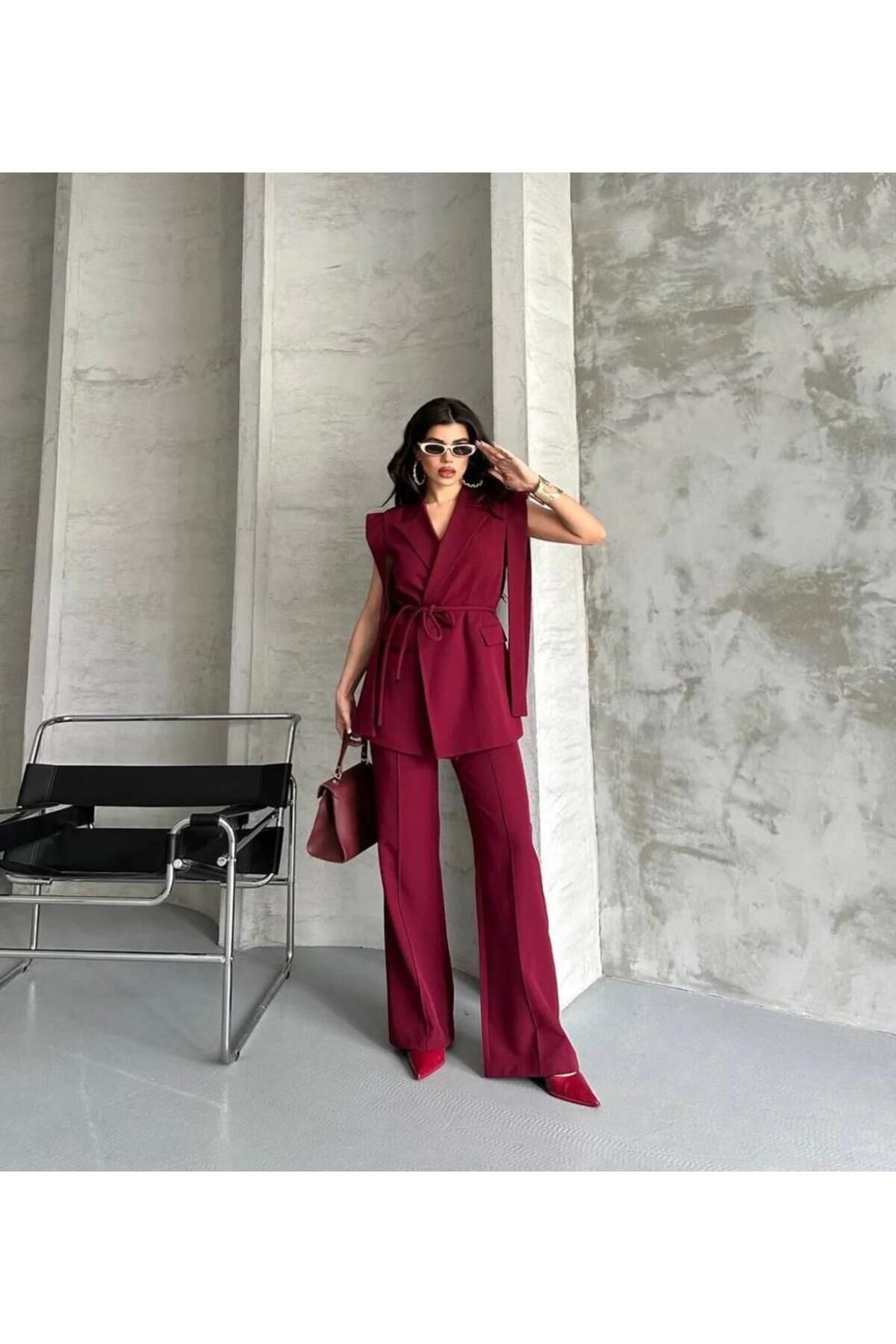 Baby Lera Kuşaklı Blazer Yelek Takım