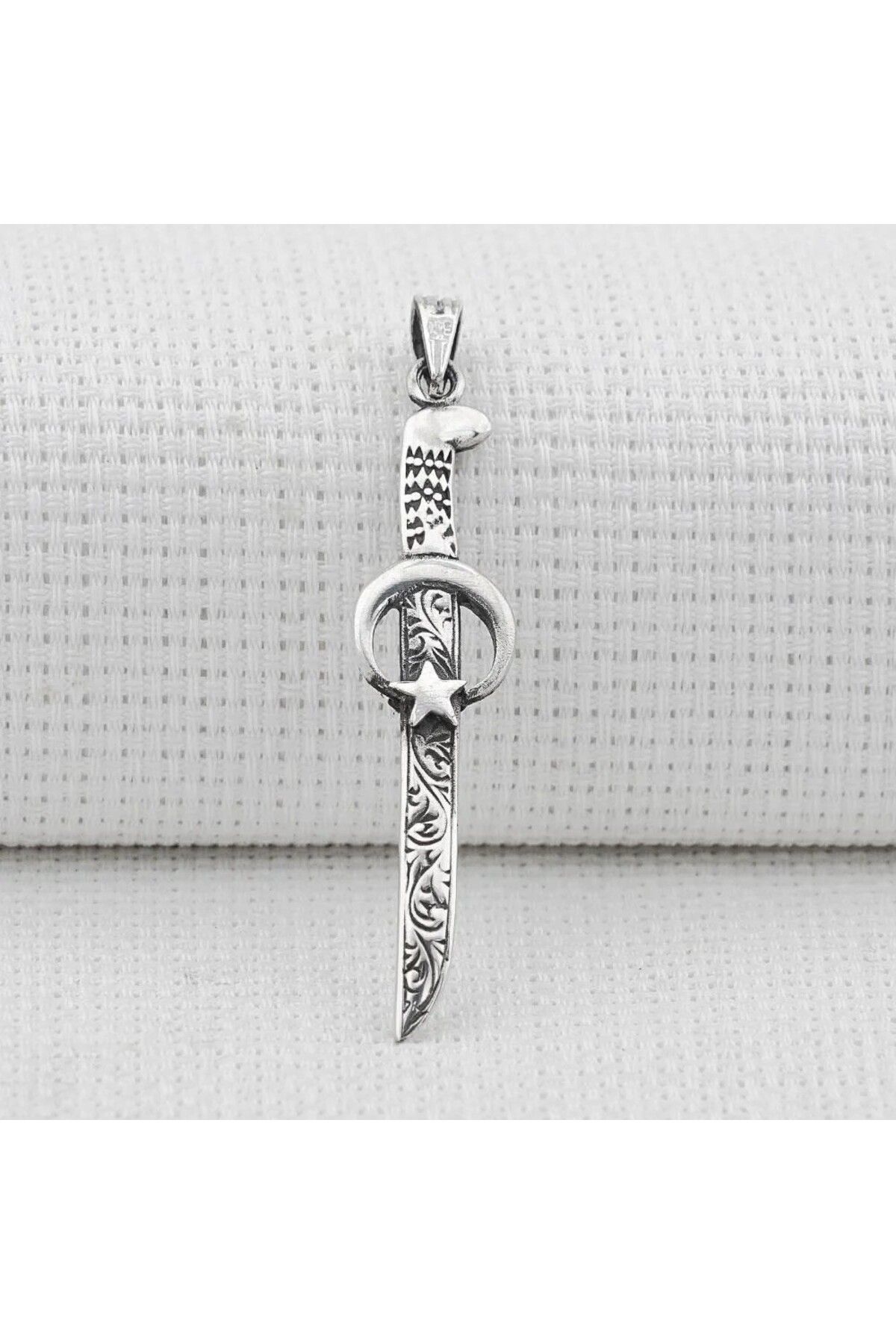 shop Ay Yıldız Tasarımlı 925 Ayar Gümüş Erkek Kolye
