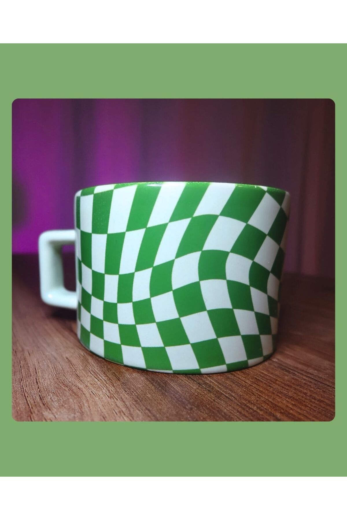 mugyouall Dama Desenli Retro Trend Renkli Kahve Kupası Kahve Fincanı