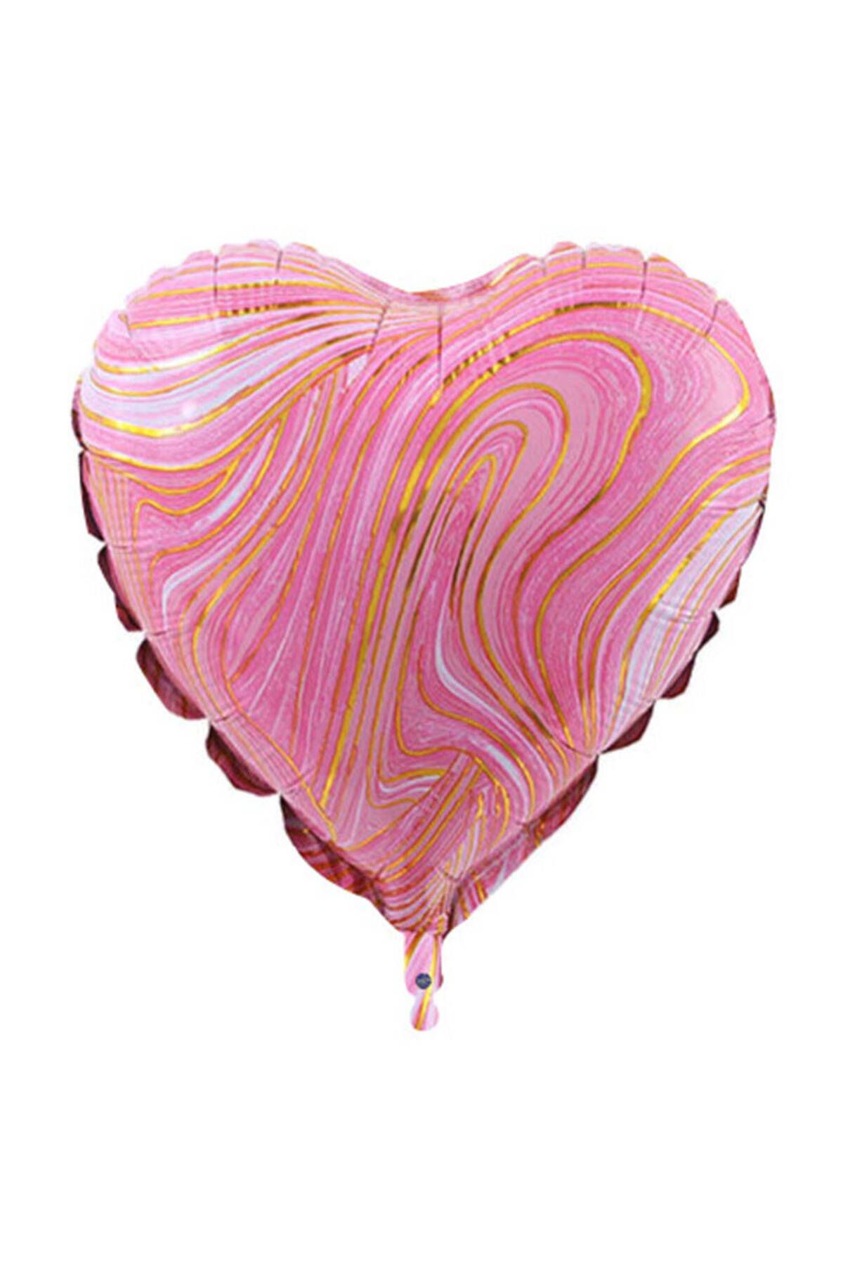 aloha concept Kalpli pembe mermer desenli folyo balon