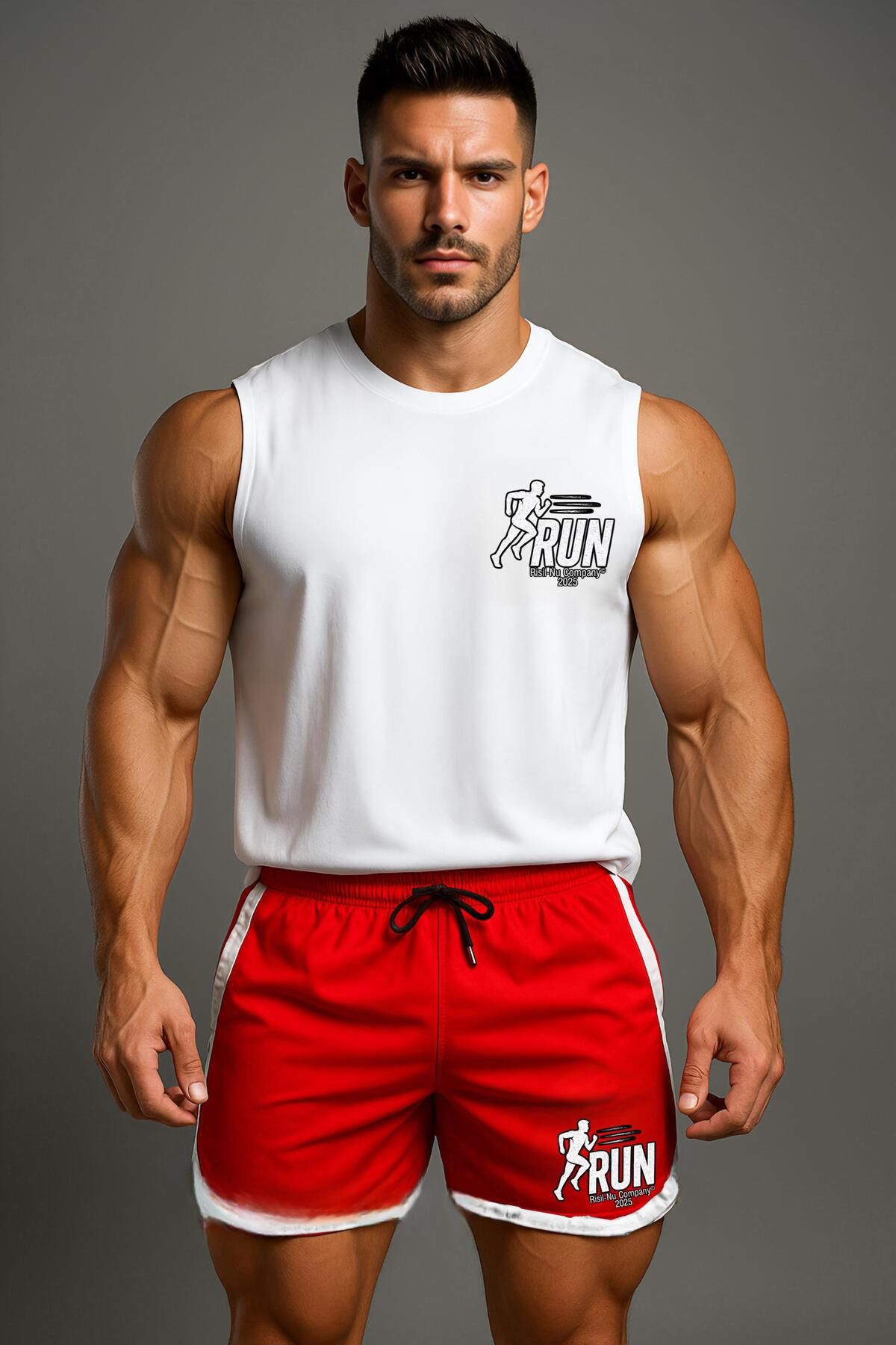Risil-Nu Company Yeni Sezon Premium Petek Kumaş Şort ve Pamuklu Atlet İkili GYM Sporcu Takımı