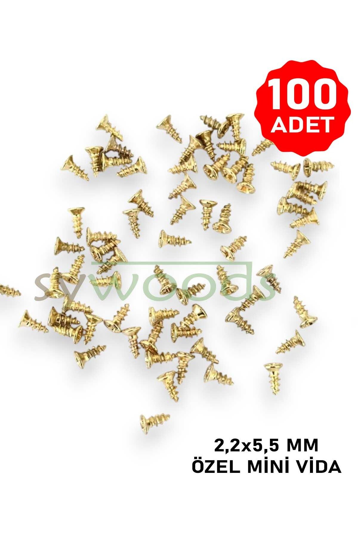 sywoods Mini vida 2.2x5.5 mm 100 adet sarı menteşe kilit hobi el işi elektronik vidası