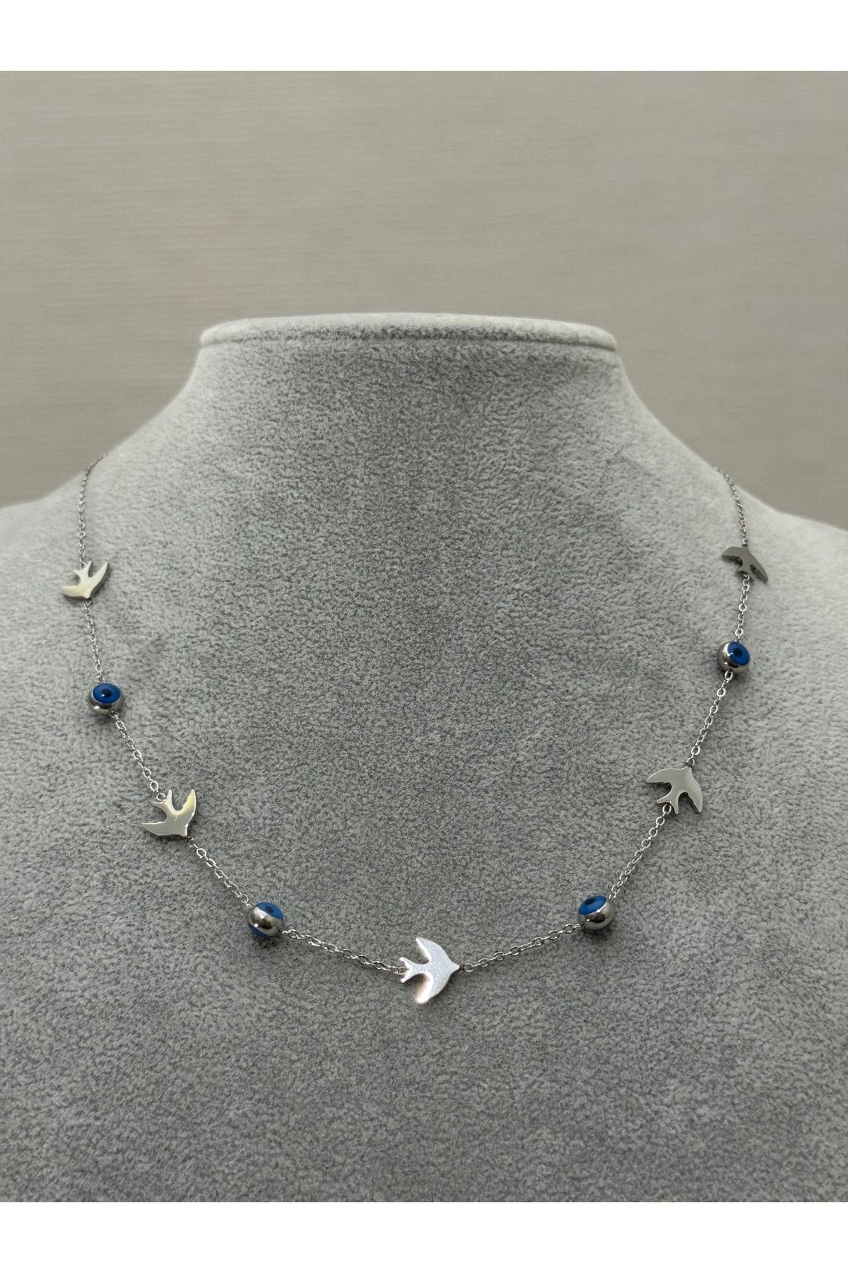 XUPING JEWELRY 316L nazar boncuklu kuş detaylı çelik kolye paslanmaz kararmaz