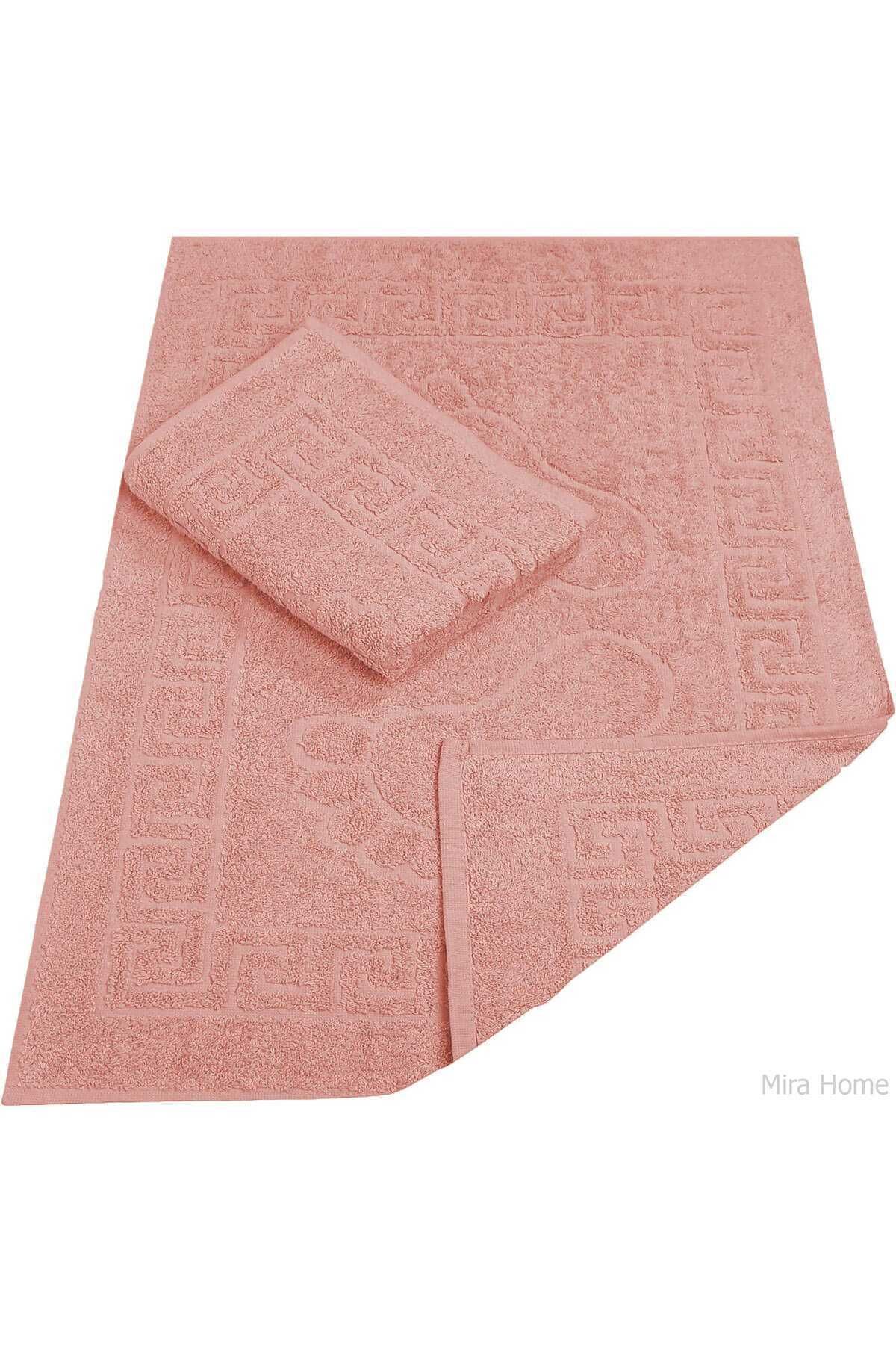 merland benvecocuk 2 Li Banyo Ayak Havlusu %100 Pamuk 50X70 Cm Menesch Somon