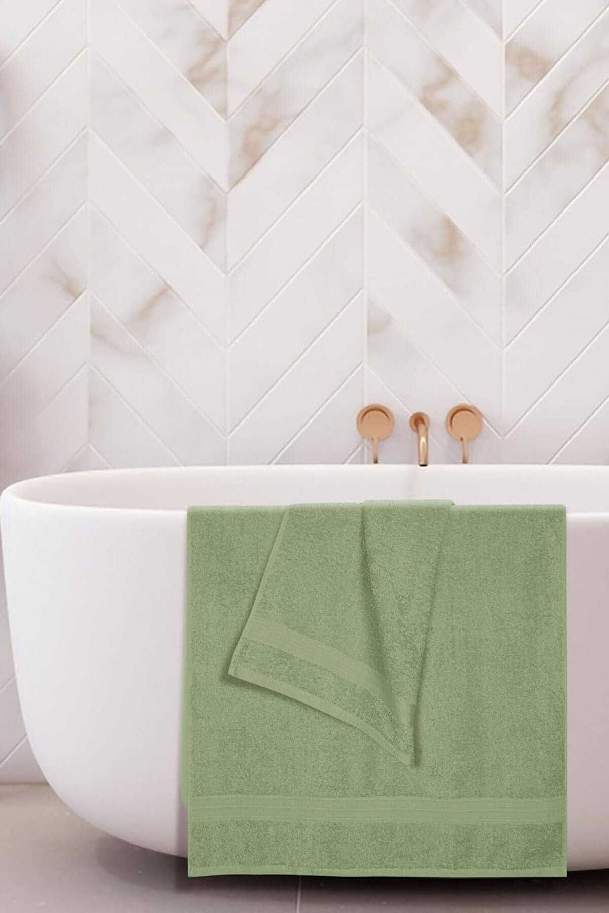 merland benvecocuk 2 li Banyo Havlu Takımı %100 Pamuklu Dry Yeşil