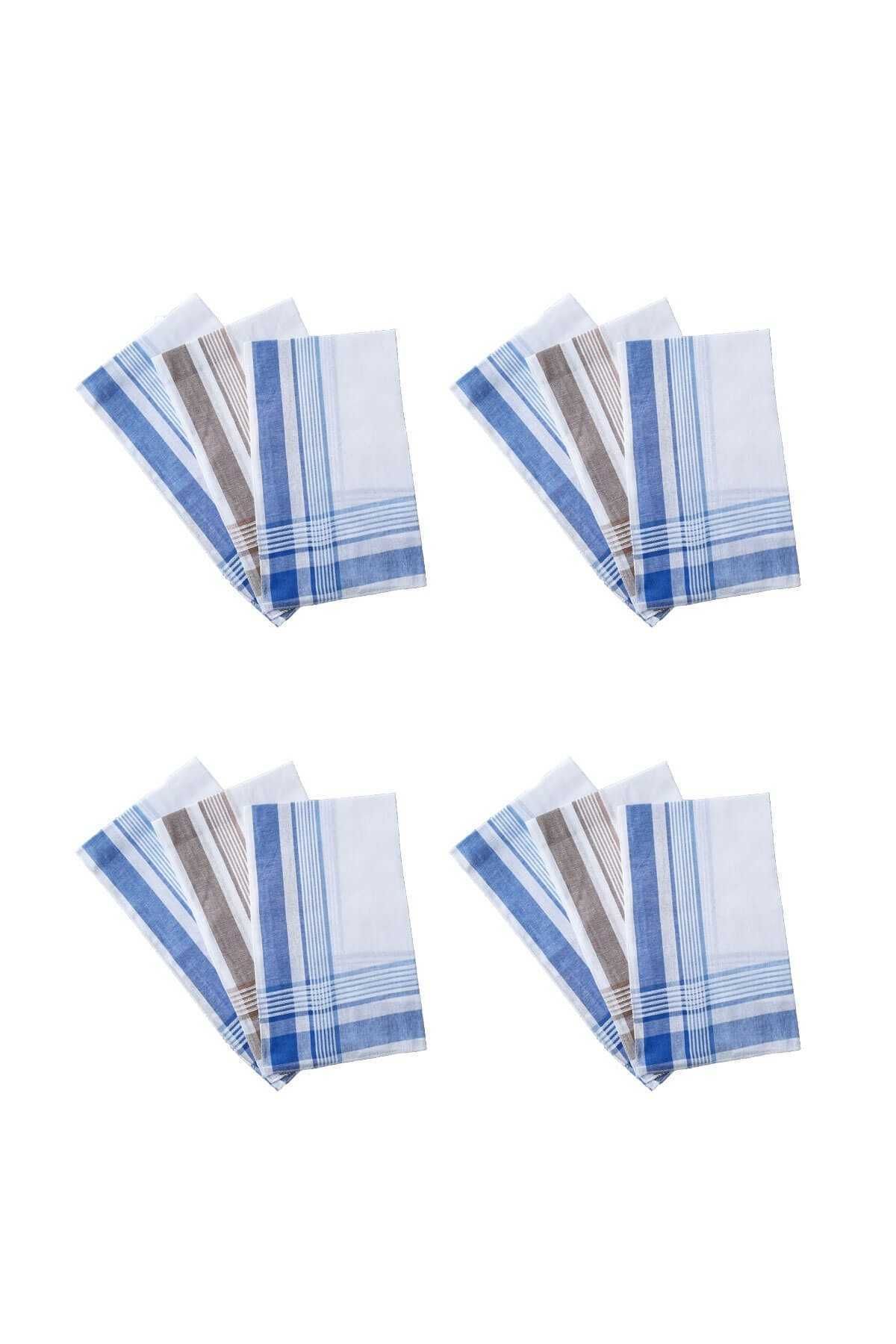 merland benvecocuk 12 li El Cep Beyaz Kumaş Mendil 39x39 cm Pamuklu YM 01