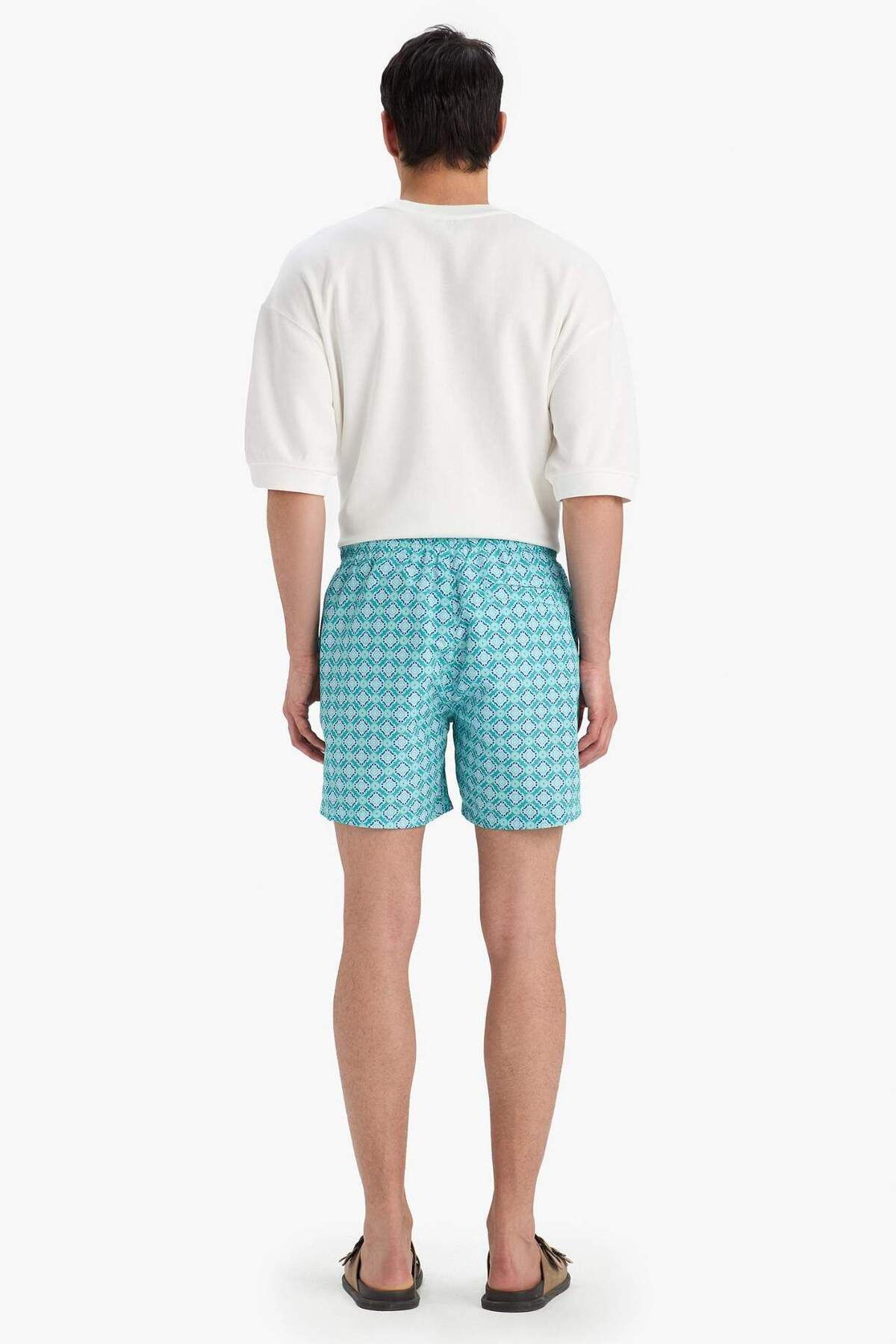DeFacto-Gemusterte kurze Badeshorts mit Netzfutter E0976AX25HS 8
