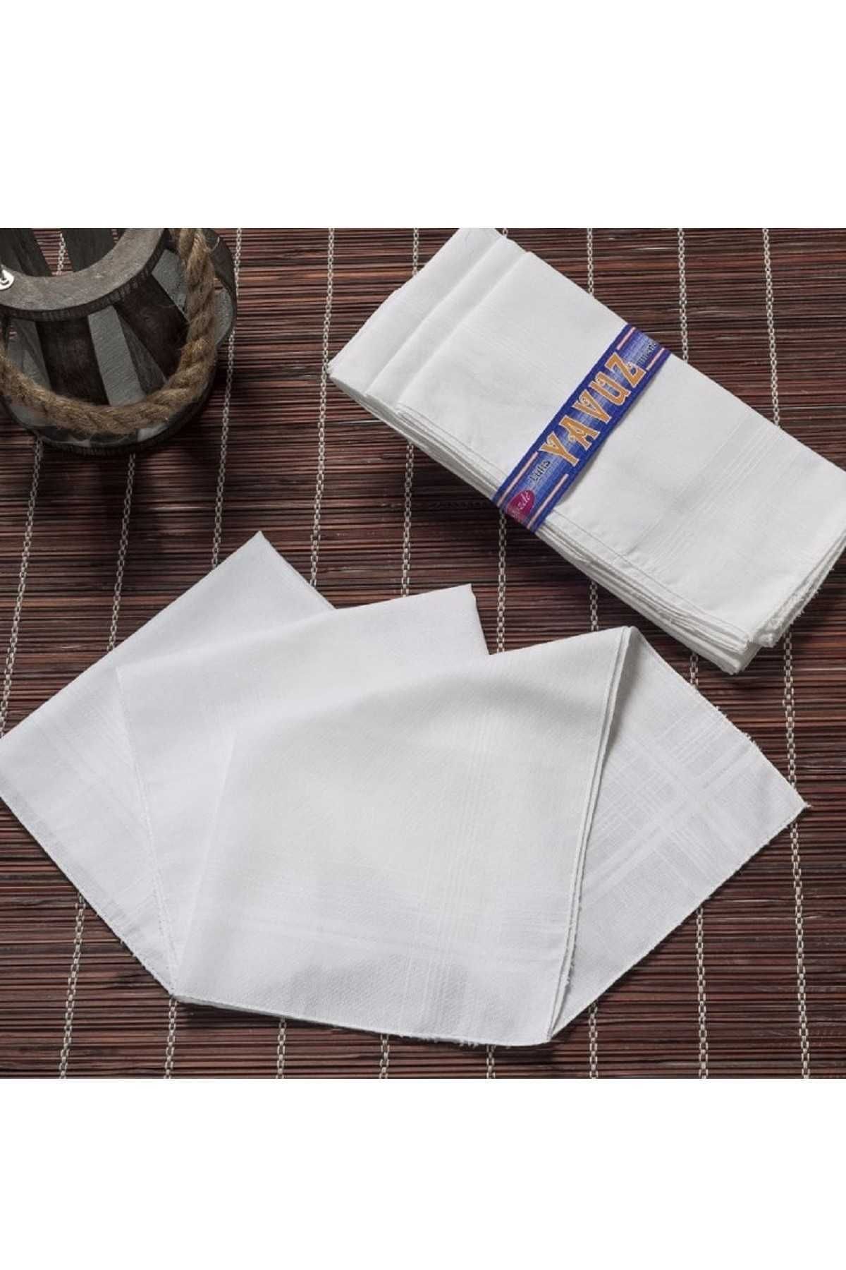 merland benvecocuk 12 li El Cep Beyaz Kumaş Mendil 39x39 cm Pamuklu YM Beyaz