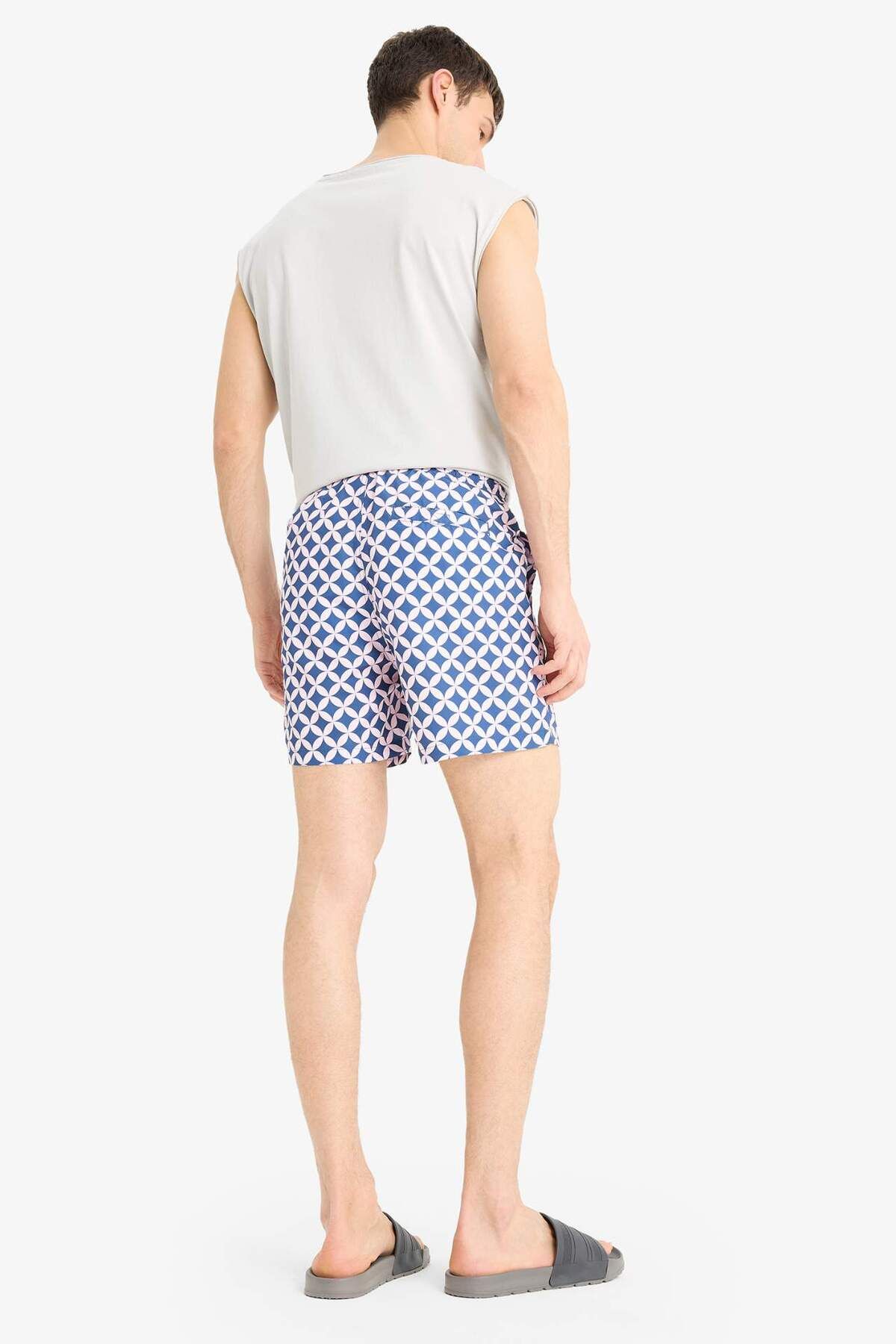 DeFacto-Patterned Mesh Lined Short Length Swim Shorts E1029Ax25Hs 8