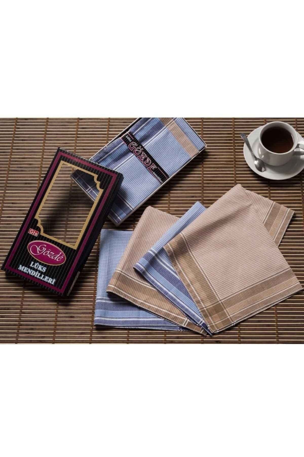 merland benvecocuk Siyah Kutulu 42x42 cm Düzine 12 Adet Kumaş Mendil-GM 07