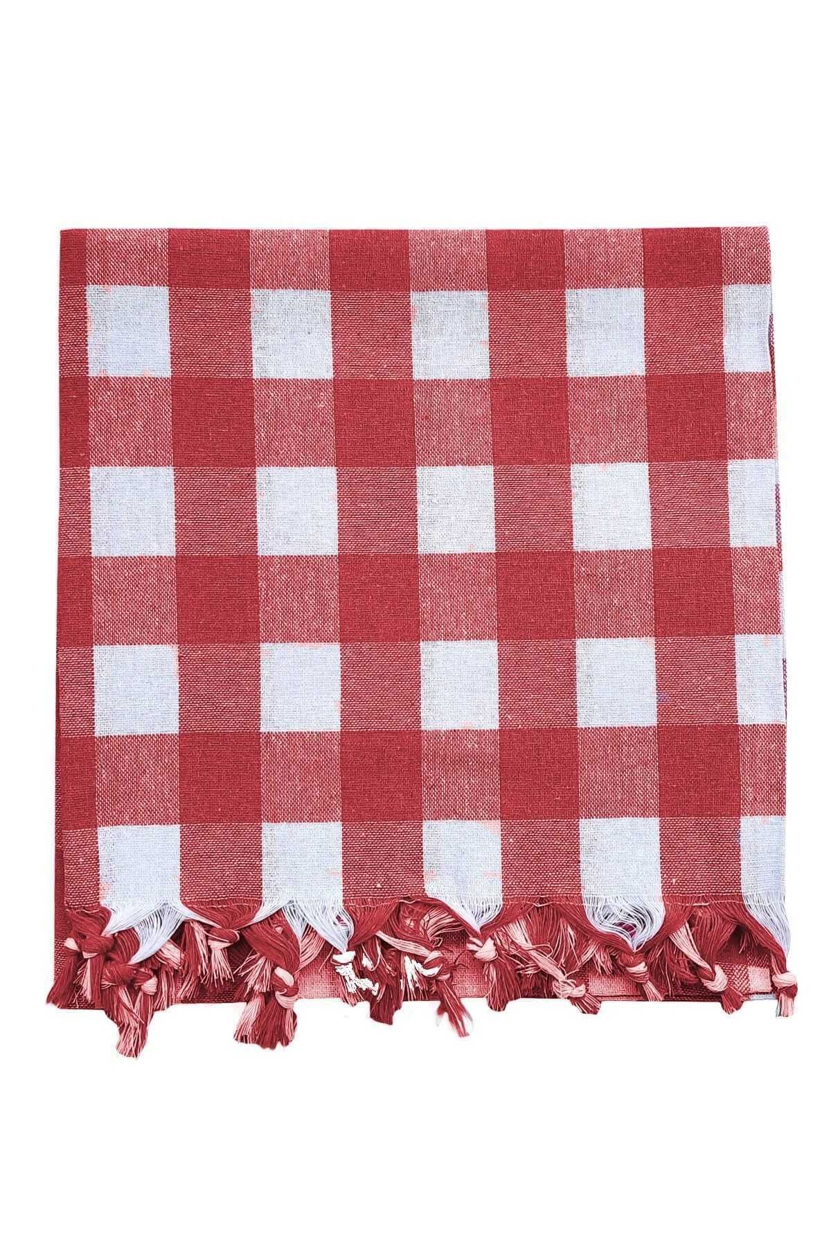 merland benvecocuk 150x150 Cm Kareli Yer Sofra Bezi Piknik Masa Örtüsü Saçaklı