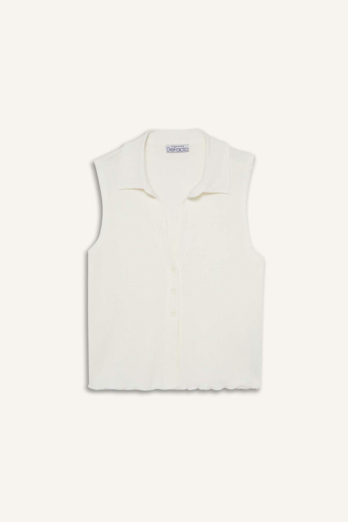 DeFacto Fitted Gömlek Yaka Dokulu Kolsuz Bluz F1018AX25SM