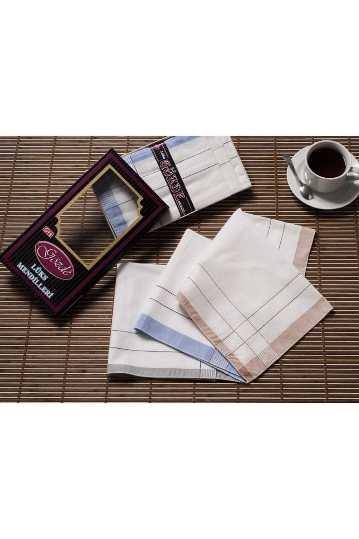 merland benvecocuk Siyah Kutulu 42x42 cm 12 Adet Kumaş Mendil-GM 01