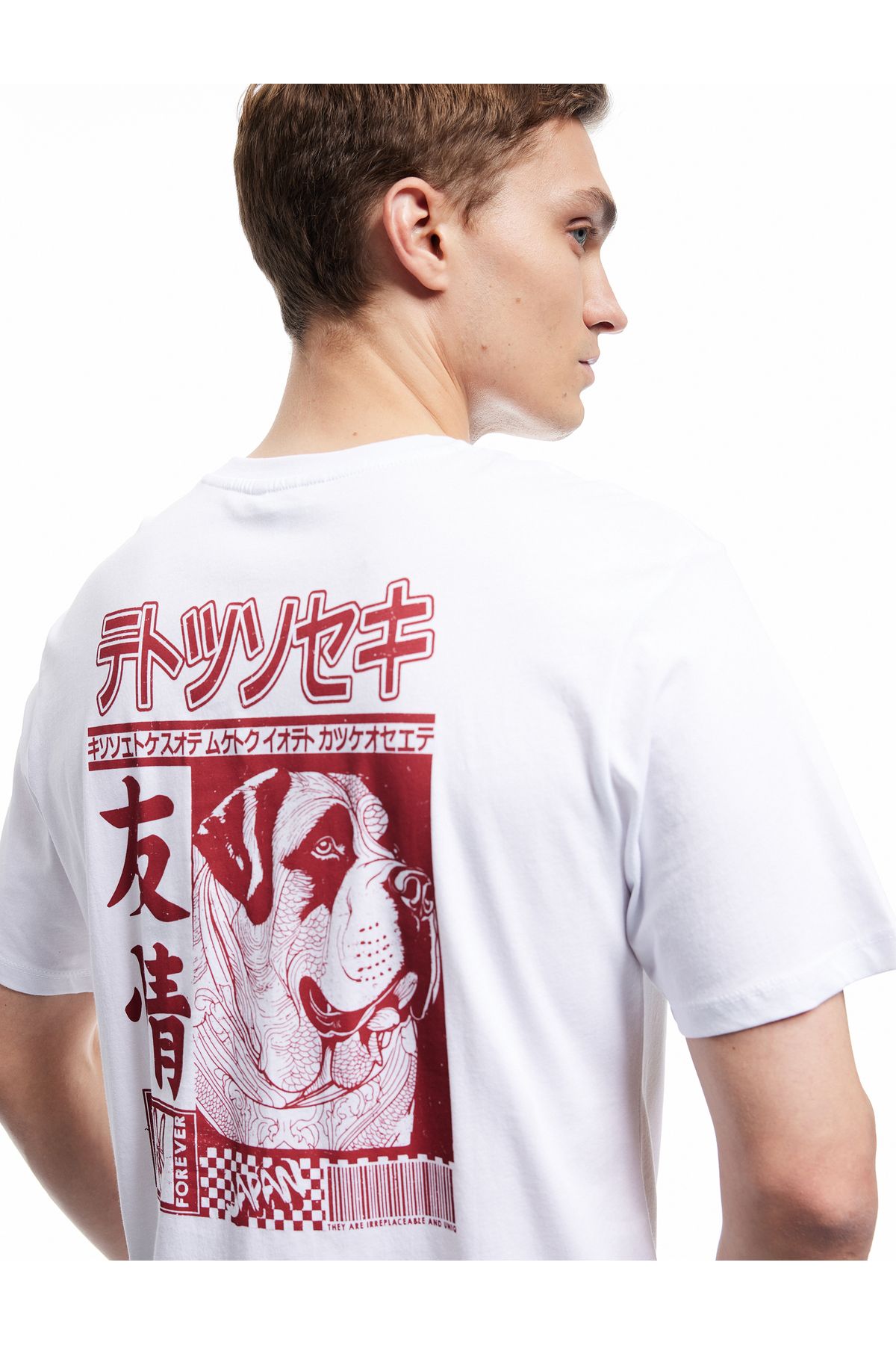 Koton KT - Kısa Kollu Pamuklu Regular Fit Bisiklet Yaka Arkası Baskılı Tişört