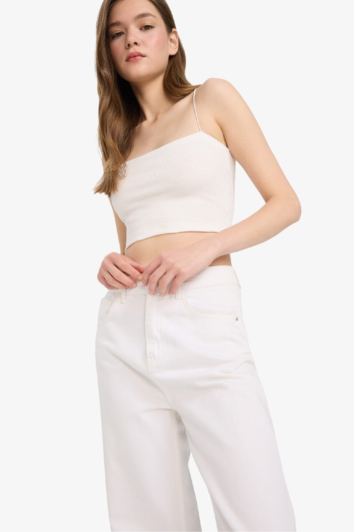 DeFacto-Coool Fitted Crop Ribbed Camisole Strap 2er-Pack Unterhemden F6305ax25sm 8