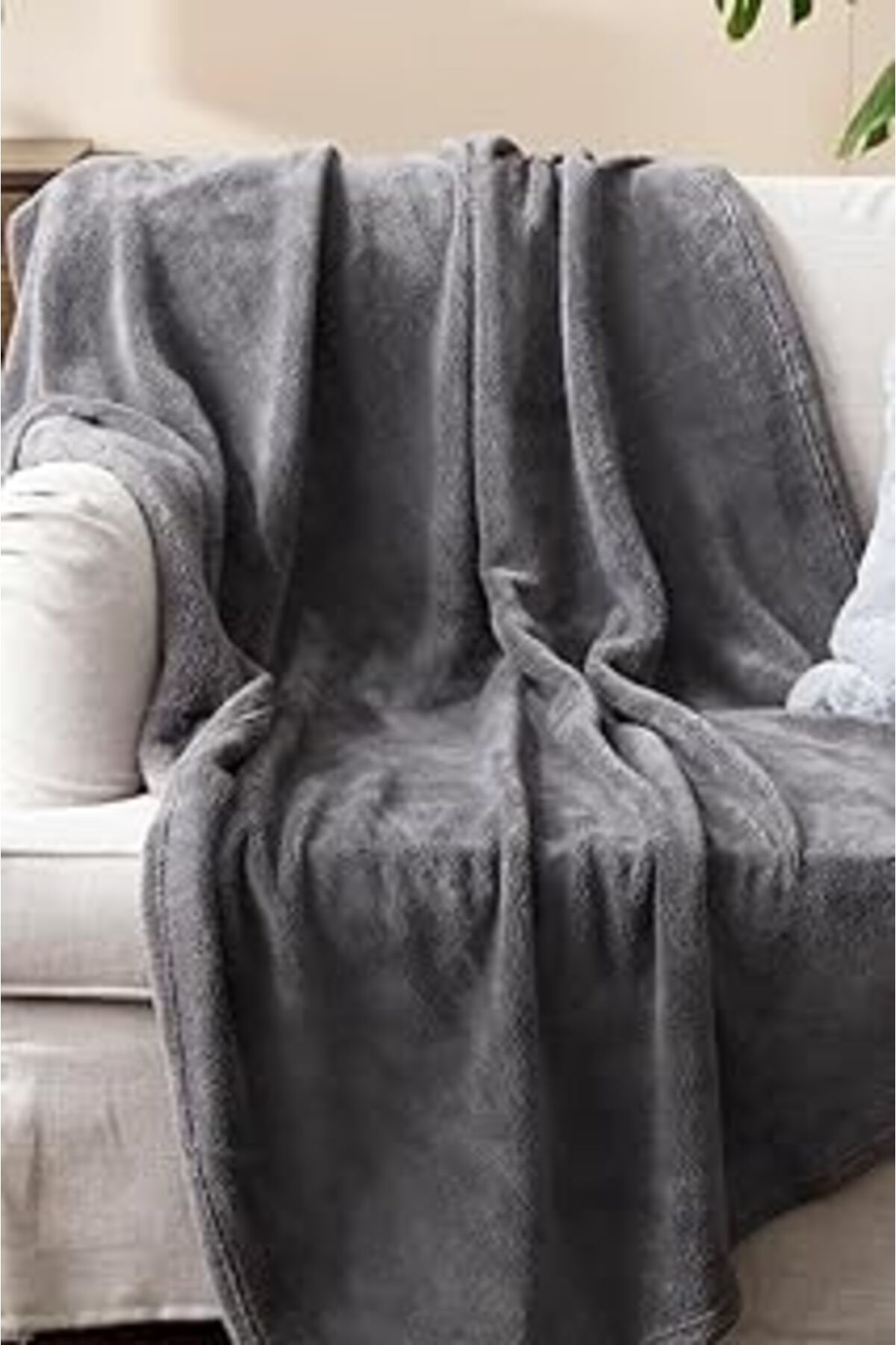 Mu Art Ahşap Mulberry Wellsoft Battaniye, Antrasit Televizyon Battaniyesi, Peluş, Polar Battaniye, Çift Kişilik