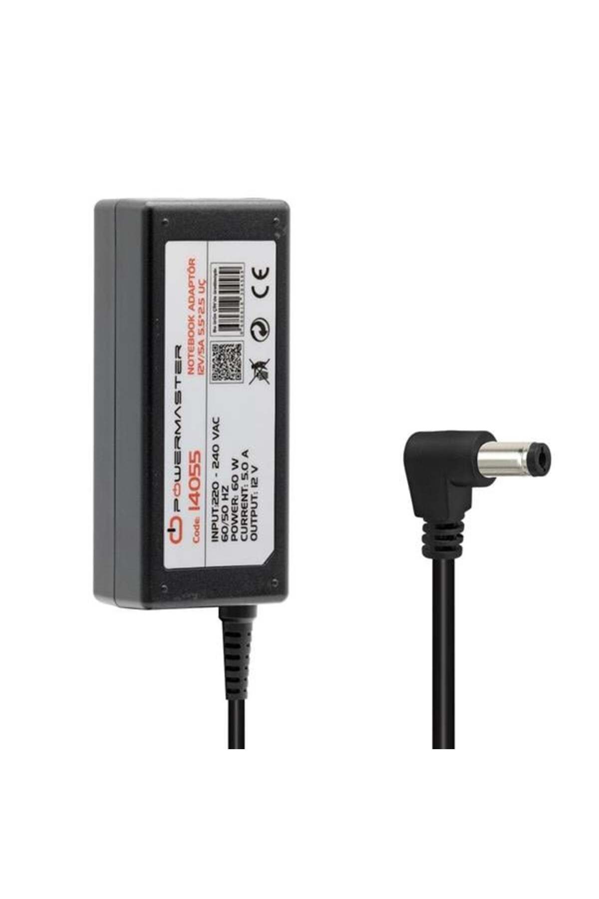 Roses Store Powermaster Pm-14055 12 Volt - 5 Amper 5.5*2.5 Mm Uçlu Plastik Kasa Masaüstü Adaptör