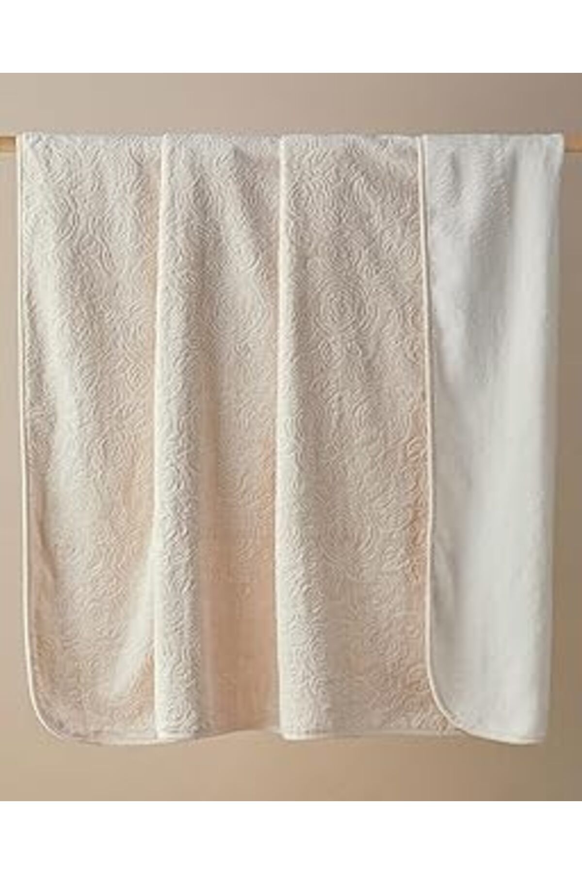 Mu Art Ahşap English Home Shabby Rose Emboss Çift Kişilik Battaniye Krem