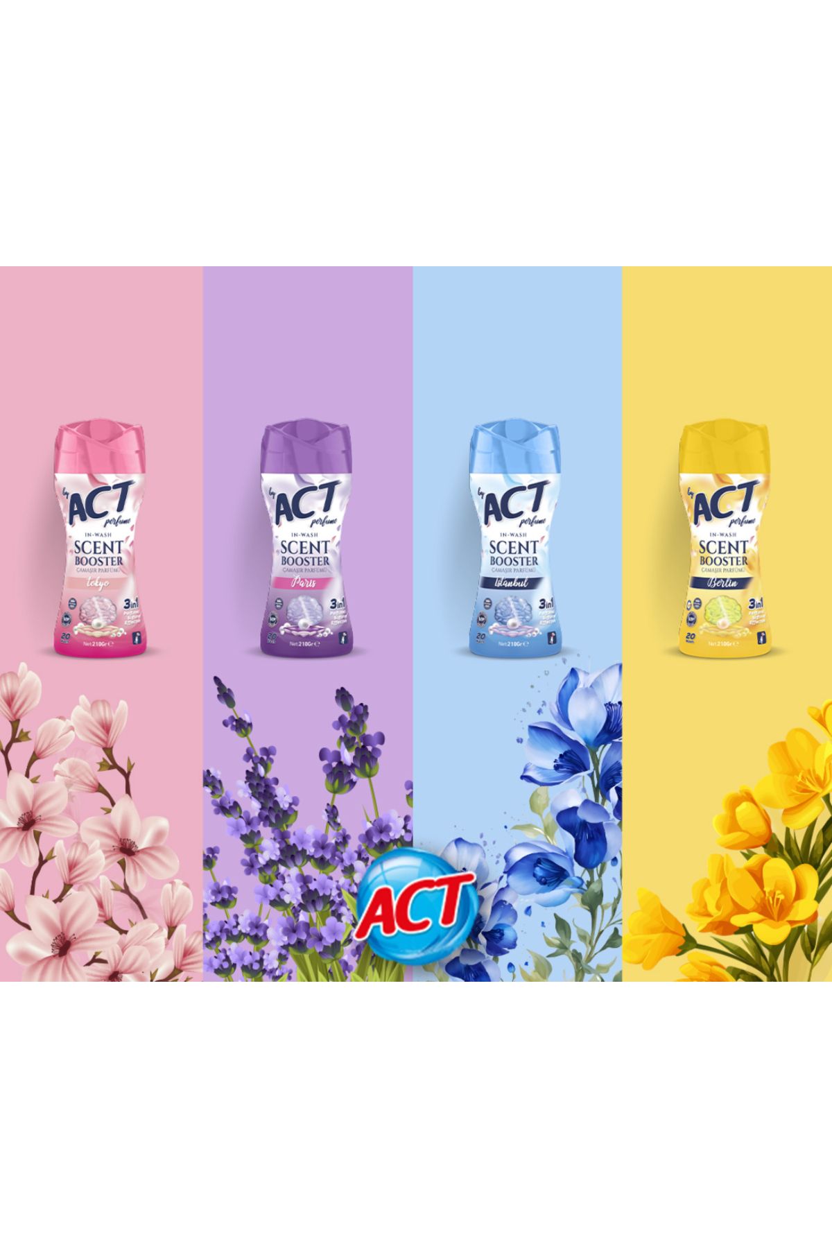 by ACT perfume Çamaşır Parfümü İstanbul-Belin-Tokyo-Paris 4x210 Gr