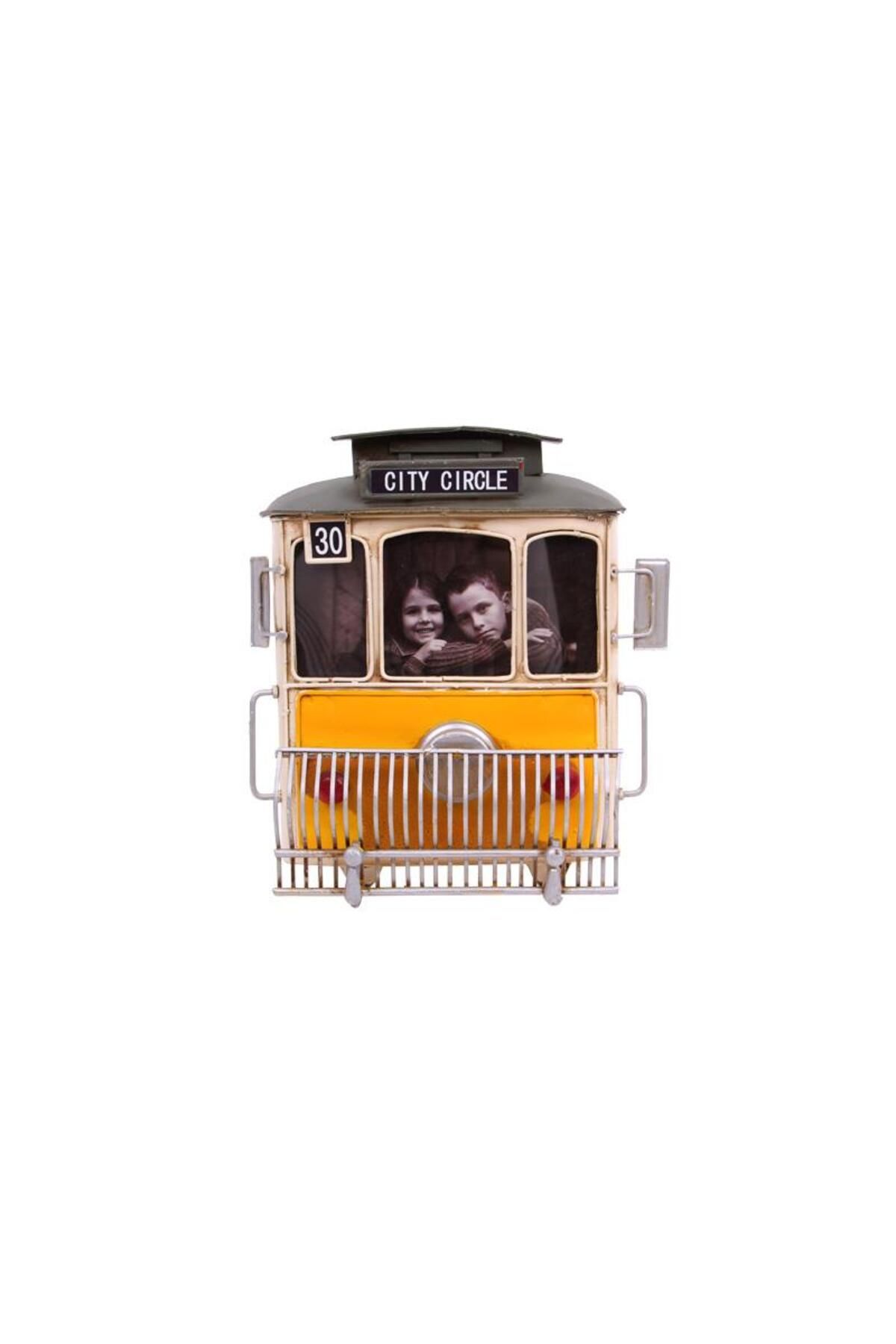 Serero Dekoratif Metal Çerçeve Tramvay Temalı Vintage Hediyelik