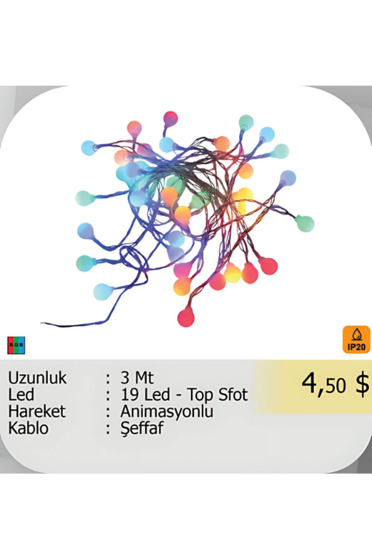 ELKHOUSE ElektrikHouse LED Peri Işığı 19 Led - Top Sfot 3 Metre