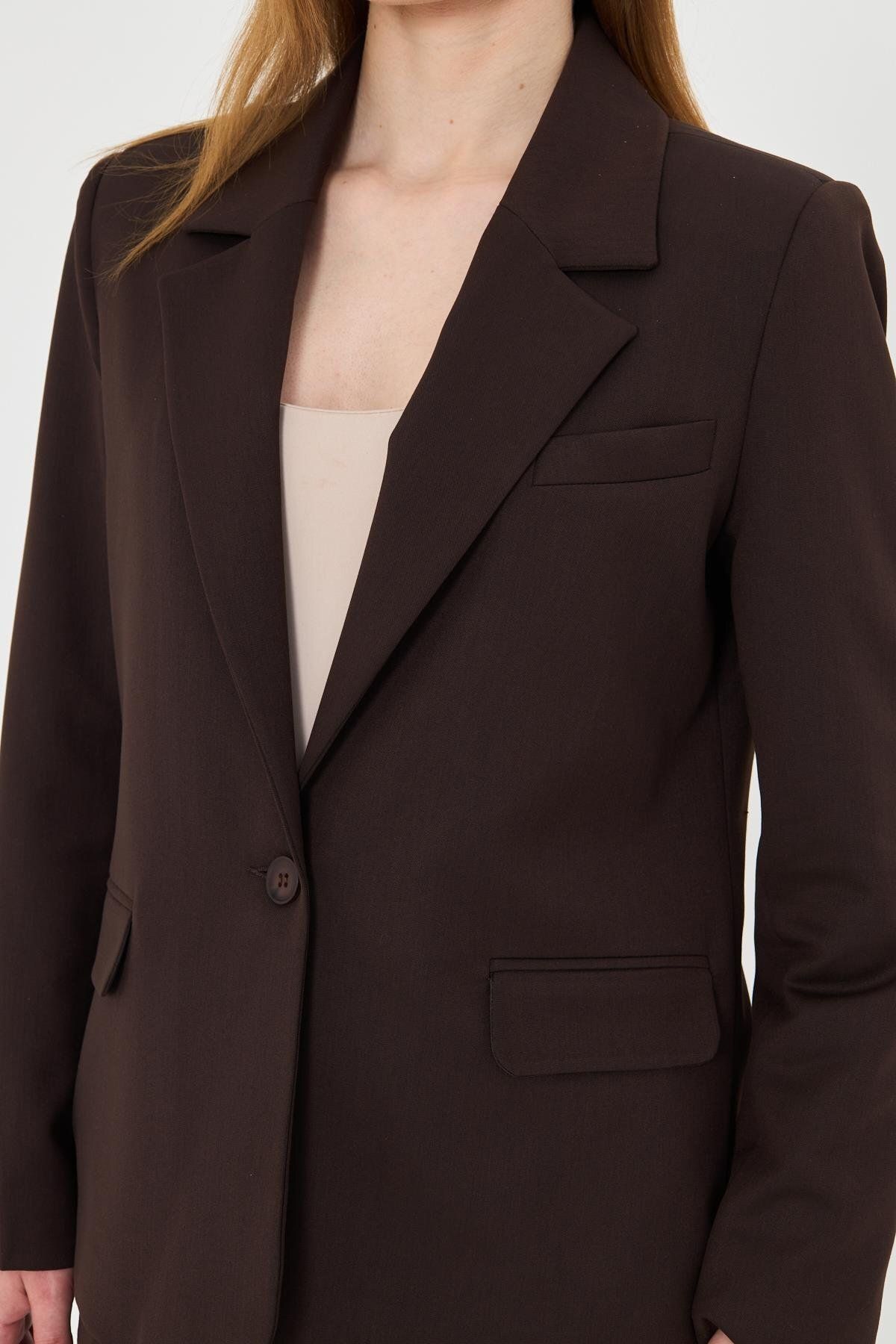 LOVELF-One Button Polyviscon Suit Brown 6