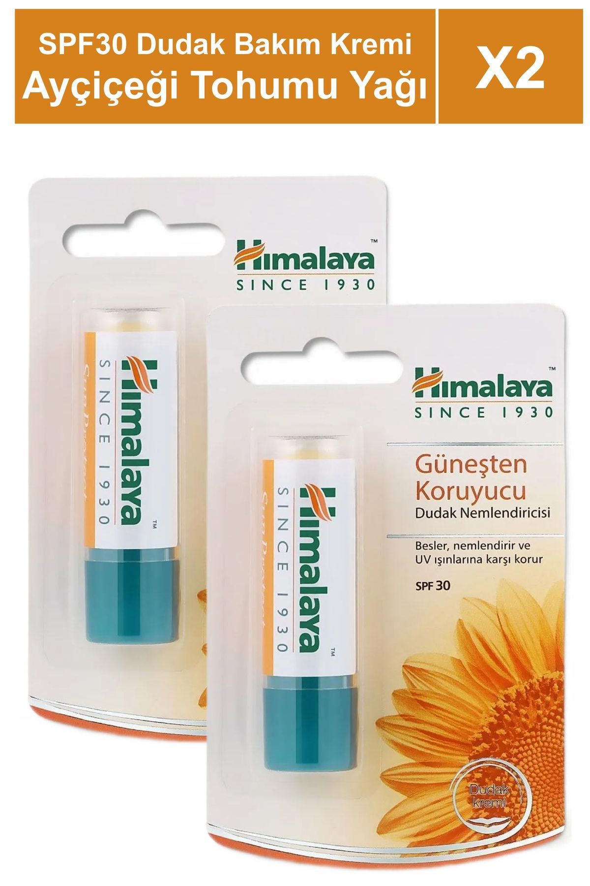 Himalaya Since 1930 Güneş Koruyucu SPF 30 Dudak Bakım Kremi 4,5 gr 2 Adet | Ayçiçeği Tohumu Yağı | Petrol İçermez