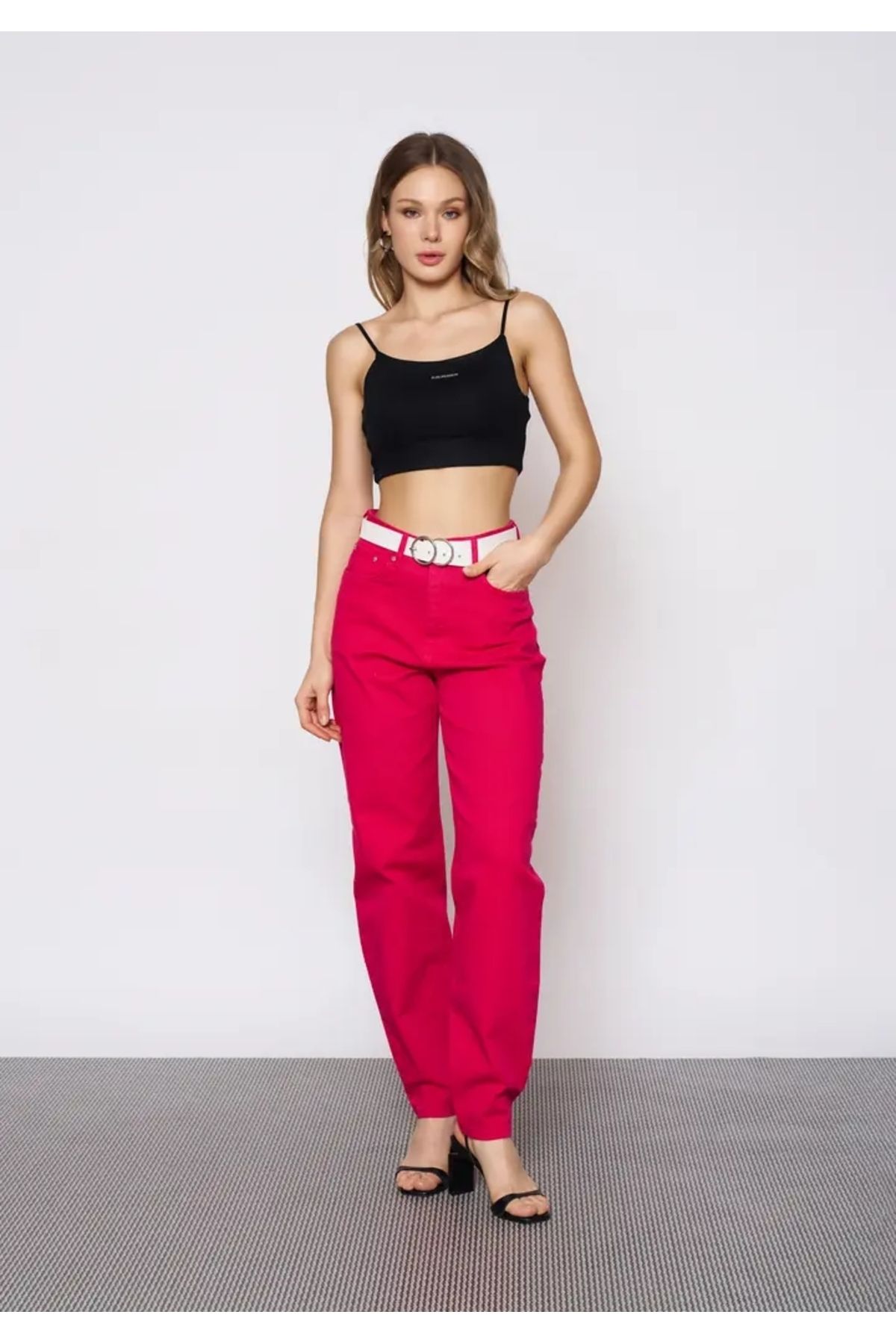 EUROFASHION Fuşya Lena Denim Pantolon
