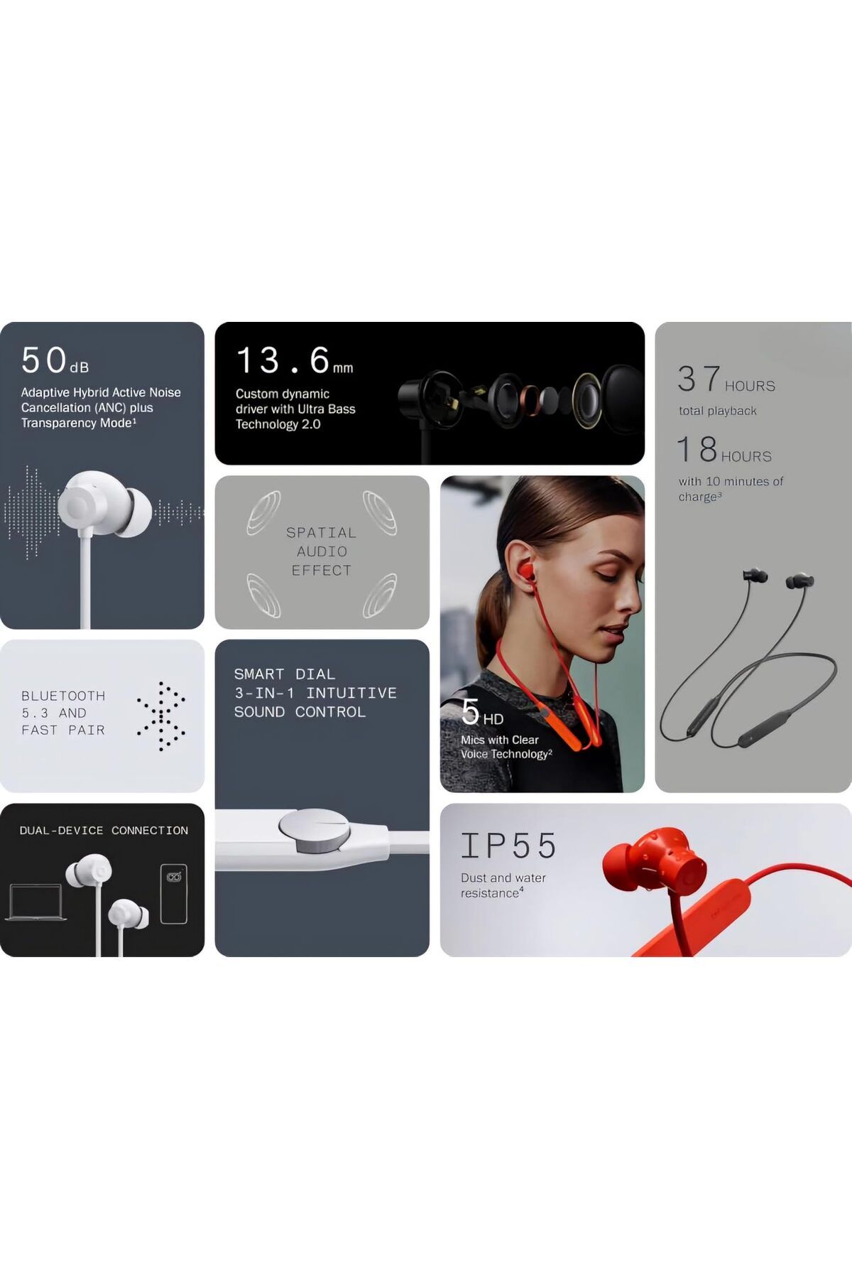 cmf by NOTHING-Neckband Pro 50dB Active Noise Cancellation, Smart Dial Design, 37 Hours Playtime Blu 9