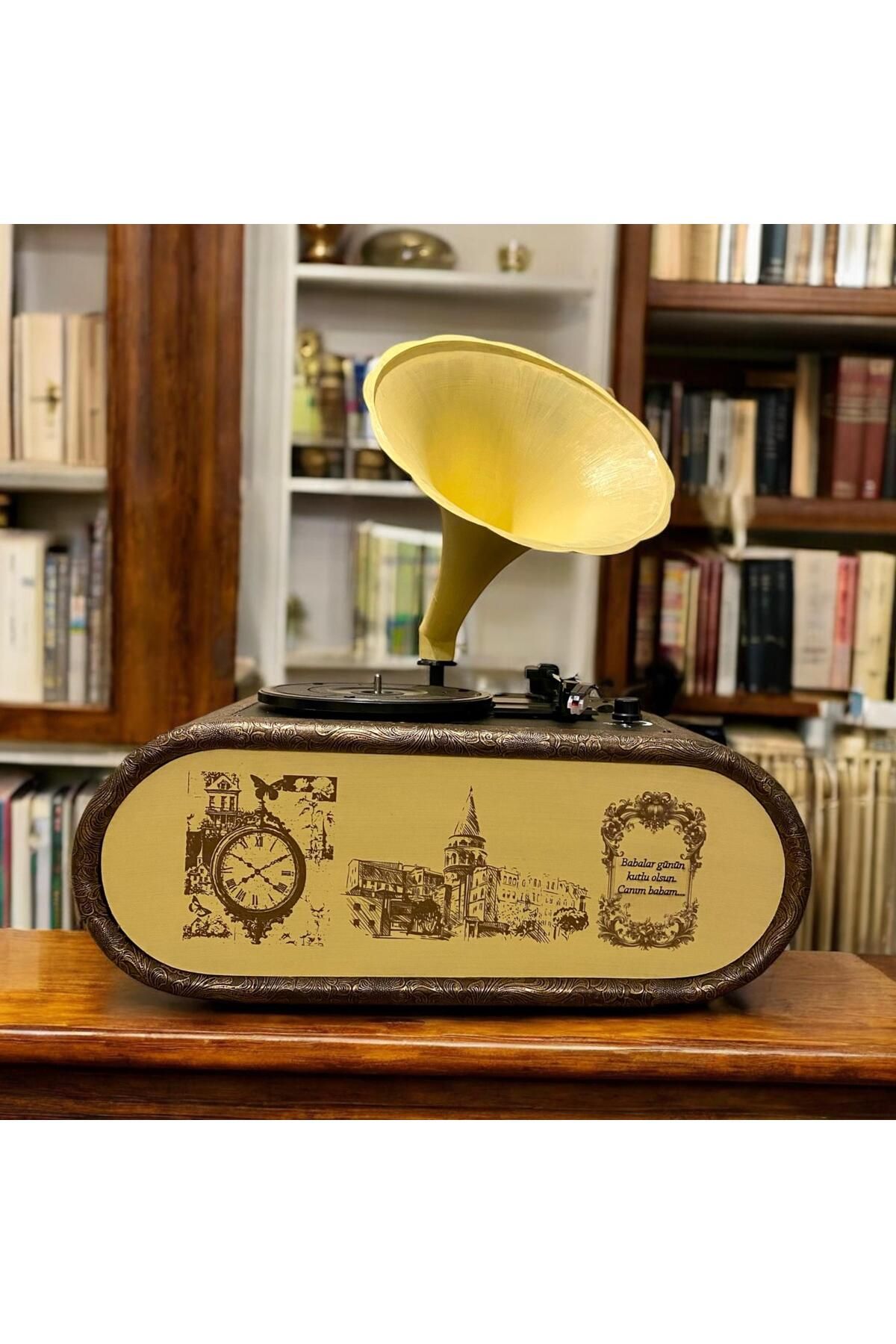 decolab Gramofon plakçalar Babalar günü özel pikap bütün plakları çalar bluetoothlu
