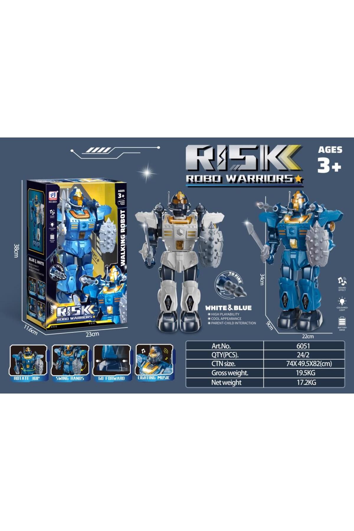 Farbu Mavi Walking Sesli Ok Atan ve 360 Derece Dönen Robot 6051