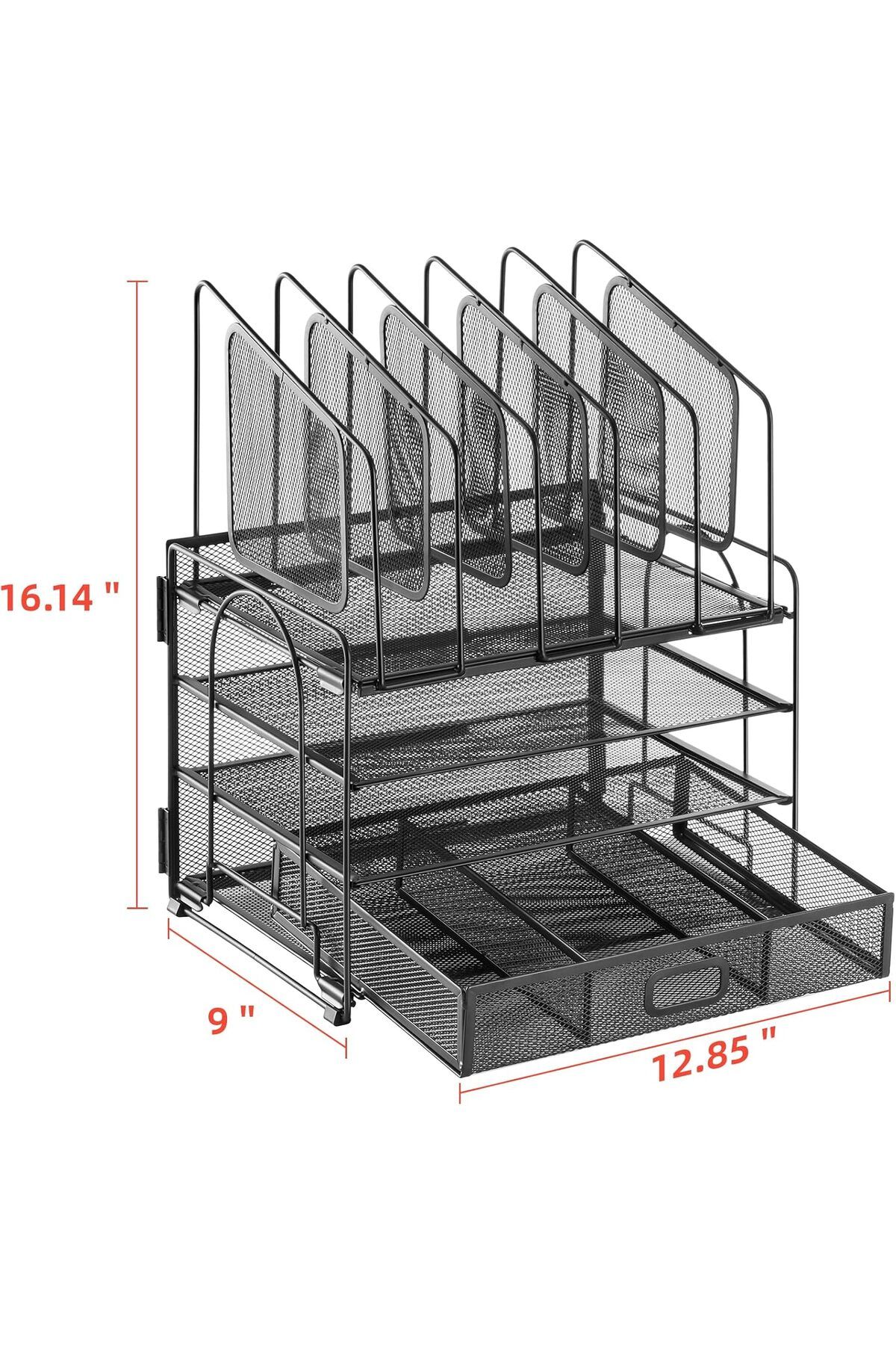 fulina-Desk Organizers,4-Tier Mesh File Organizer with 5 Vertical File Holders,Use for Home Office 4