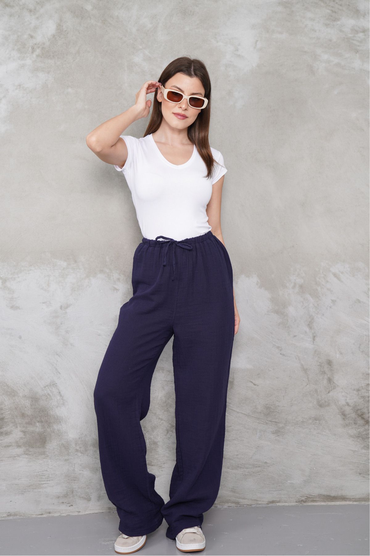 macharel jeans Müslin Palazzo Pantolon