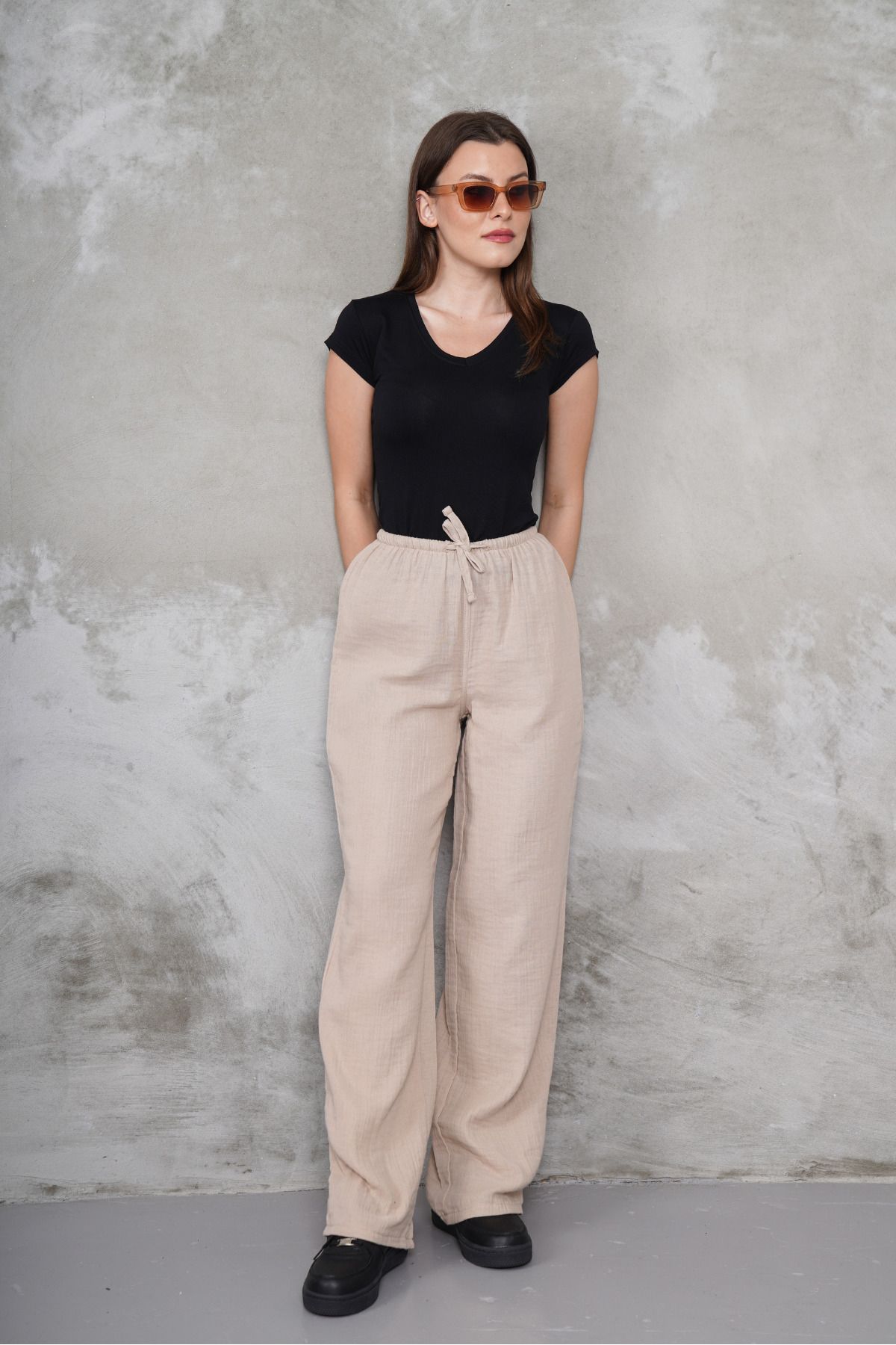 macharel jeans Müslin Palazzo Pantolon