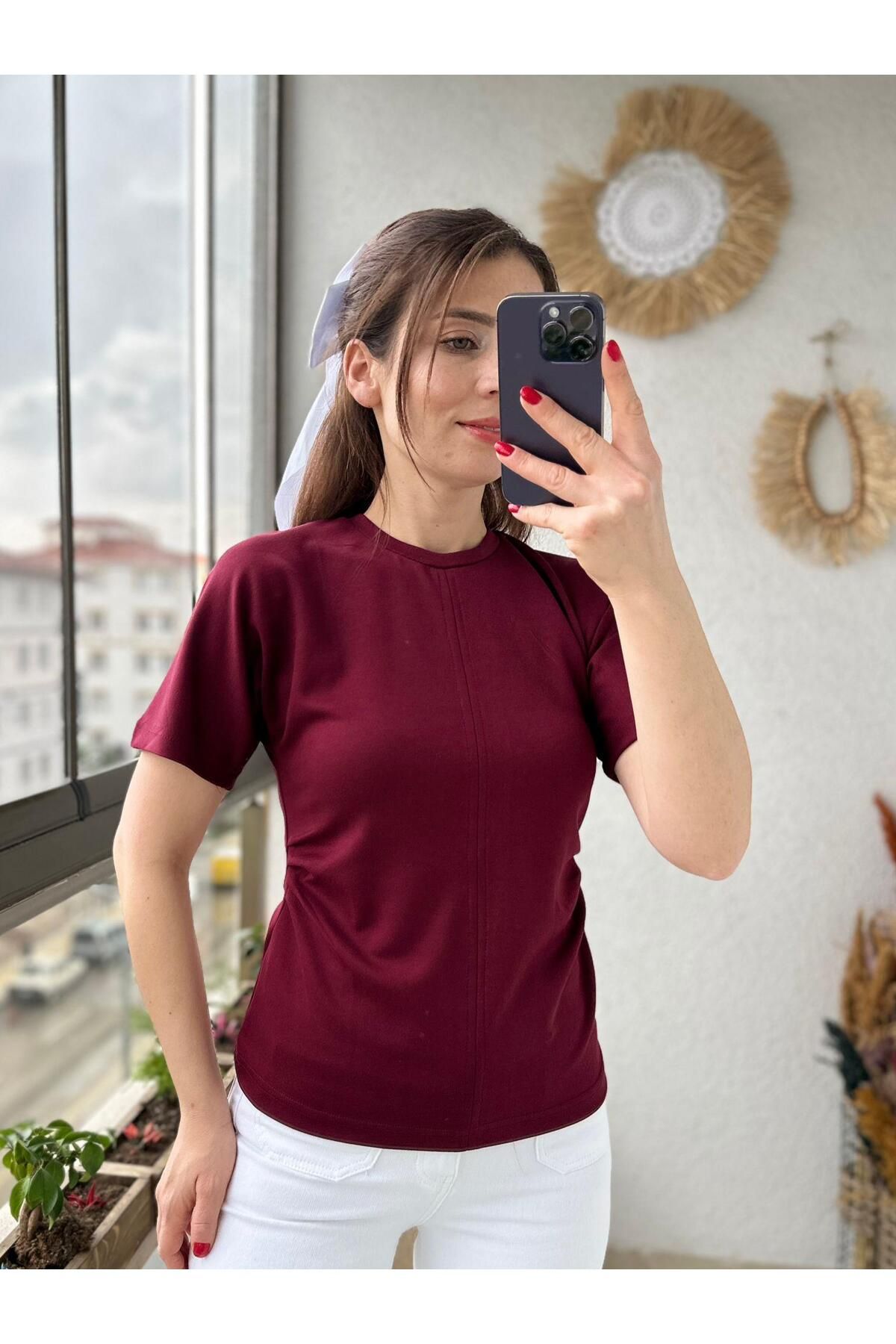 TUNAM BUTİK MODAL KUMAŞ ÖNÜ DİKİŞLİ BLUZ