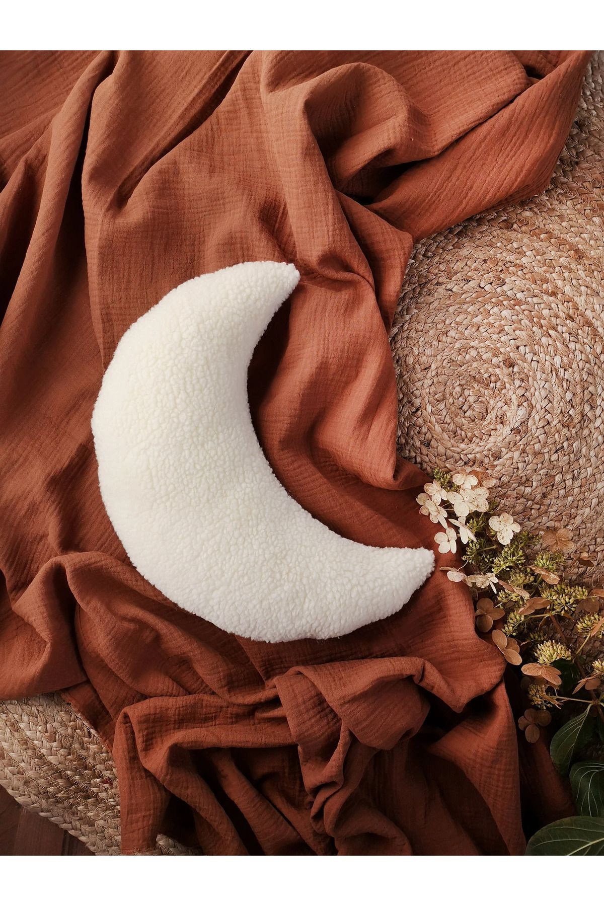 textile dünyası TEDDY KUMAŞ YARIM AY KIRLENT YASTIK İÇİ DOLU KIRLENT